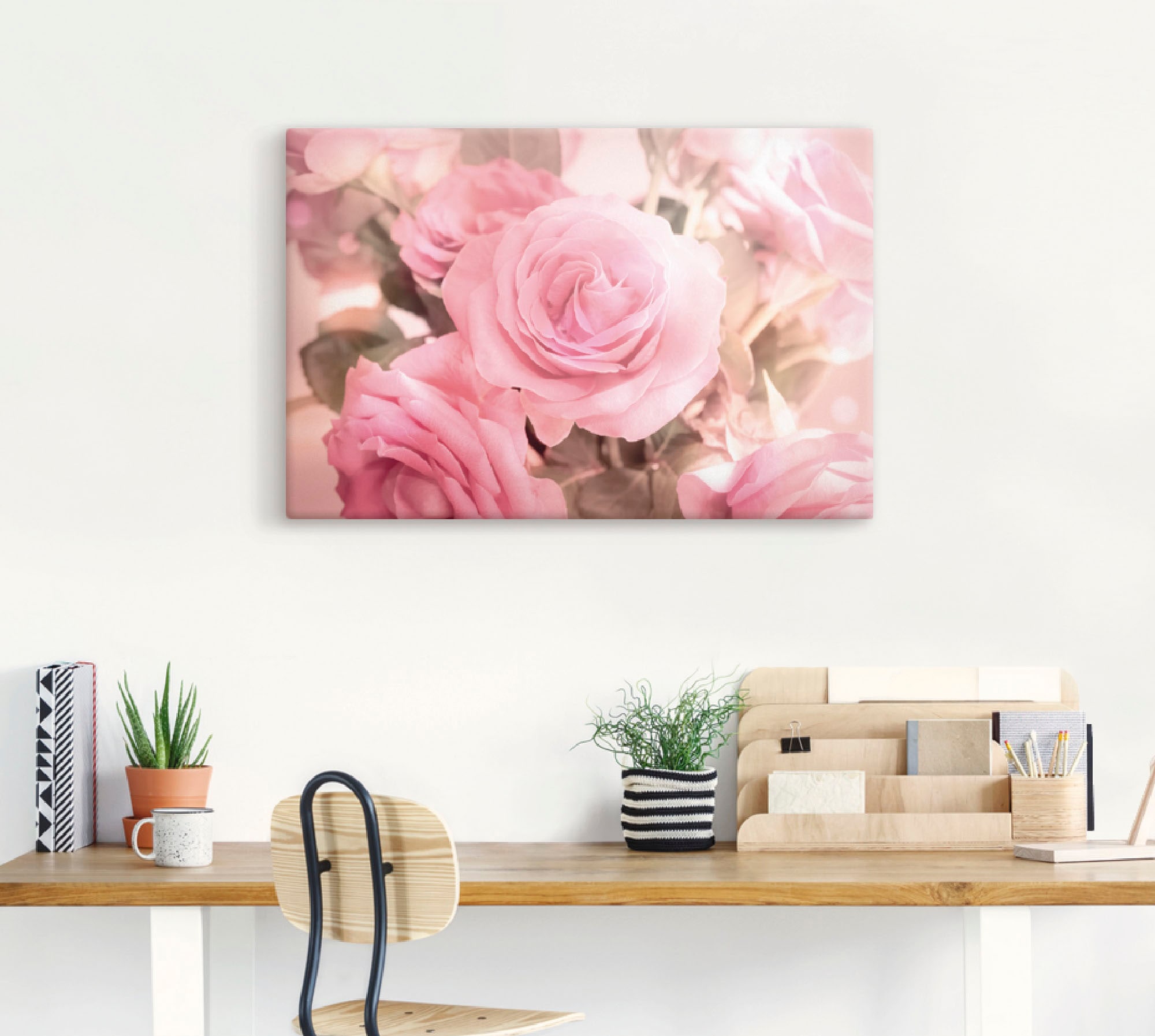 Artland Tableau sur toile »Rosarosenbouquet« 1 cuis tlg. auf Holzrahmen gespannt