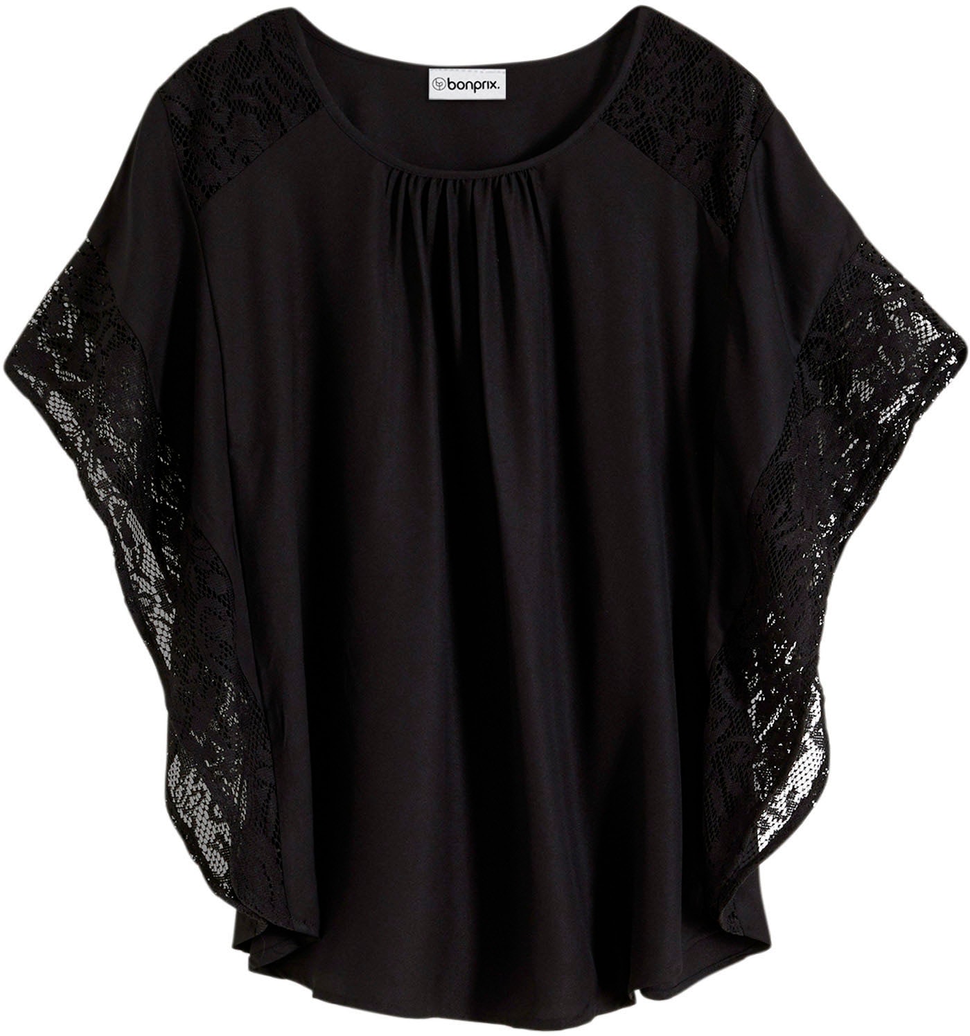 bonprix Blouse à manches longues figurumspielende Passform, aus Polyester, mit Applikationen