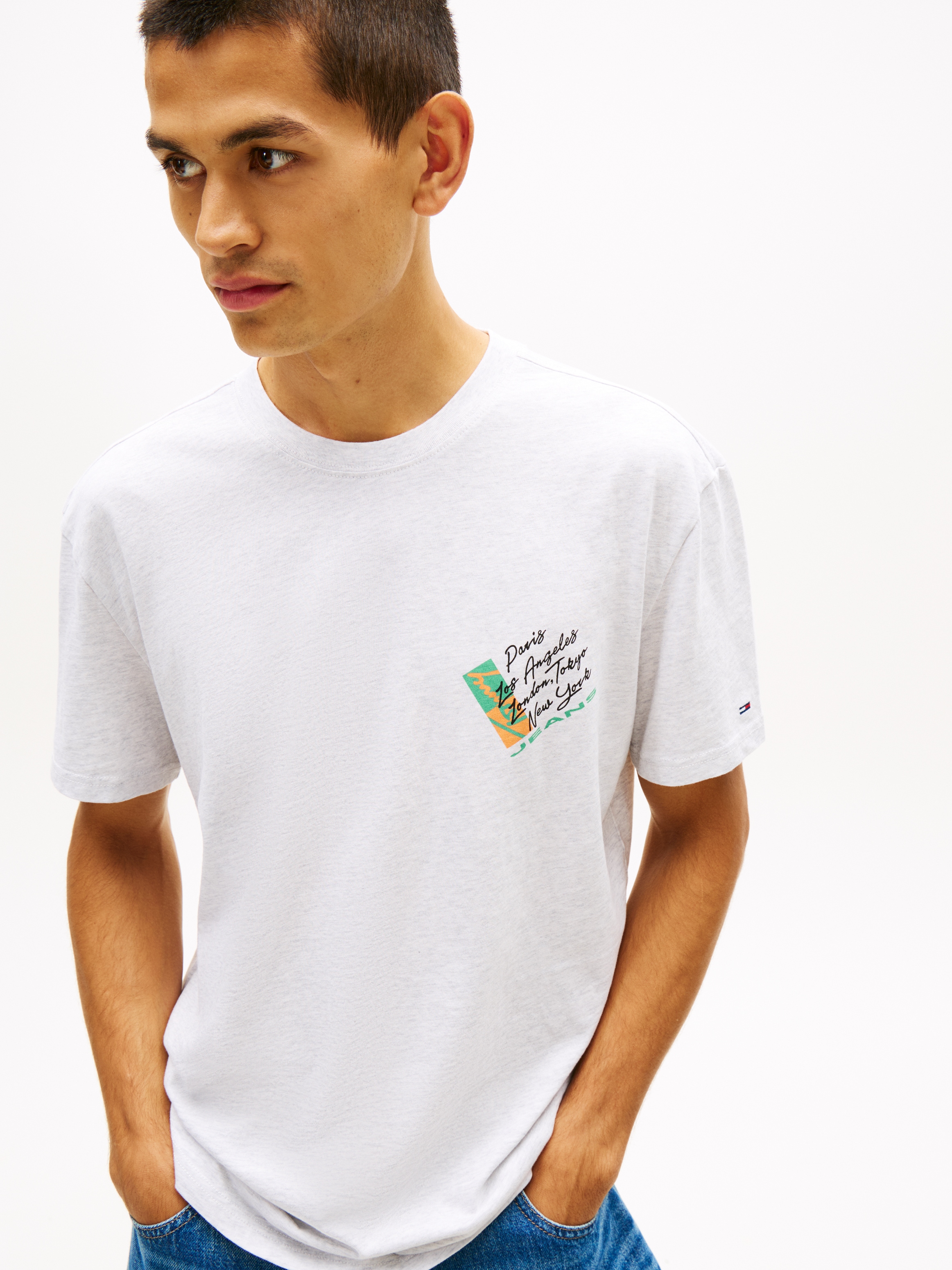 Tommy Jeans T-Shirt »TJM REGULAR FIT SIGN SHIFT« mit Label-Print, Baumwoll-Jersey