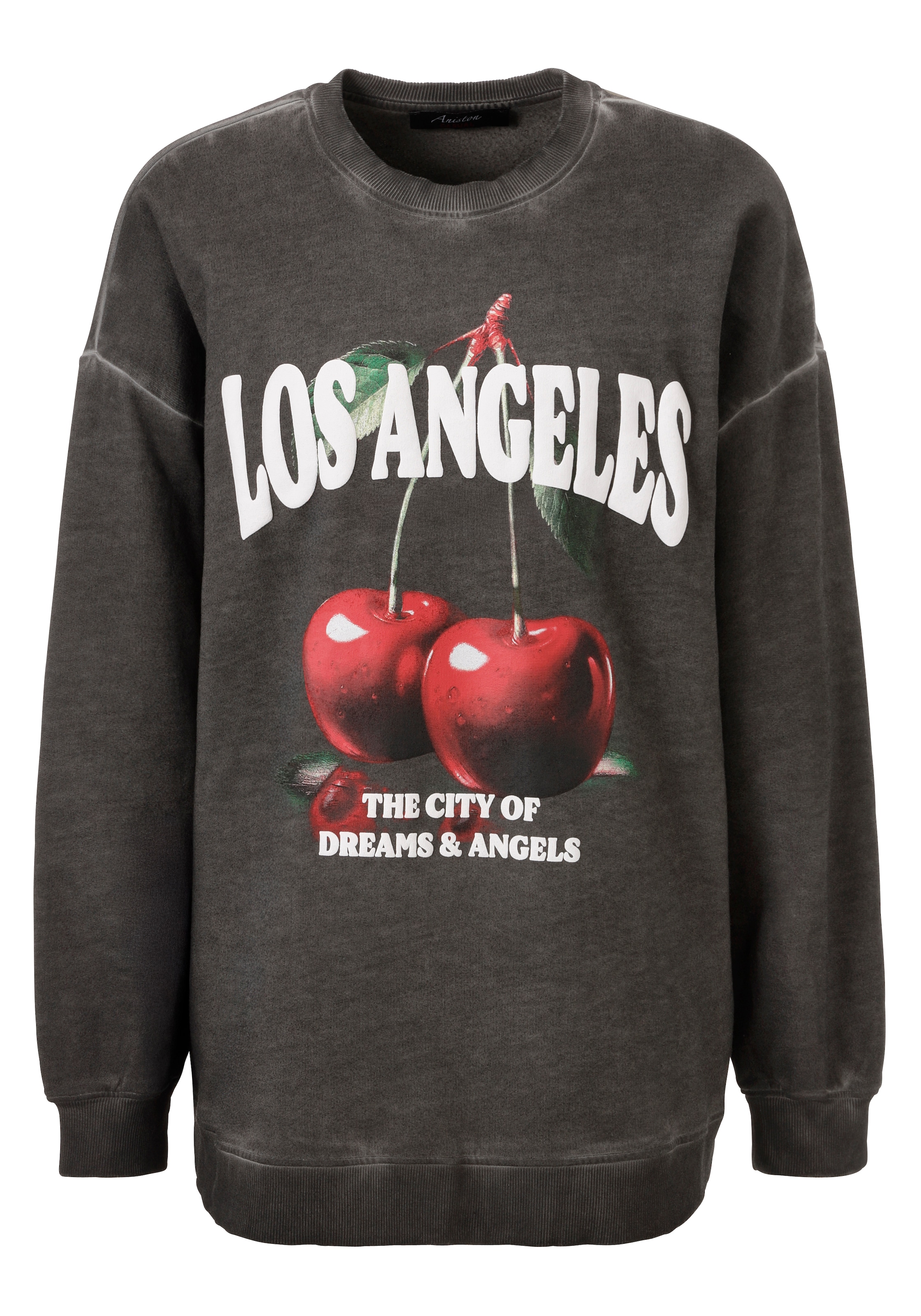 Aniston CASUAL Sweatshirt , mit knackigen Kirschen und Schriftzügen bedruckt - NEUE KOLLEKTION
