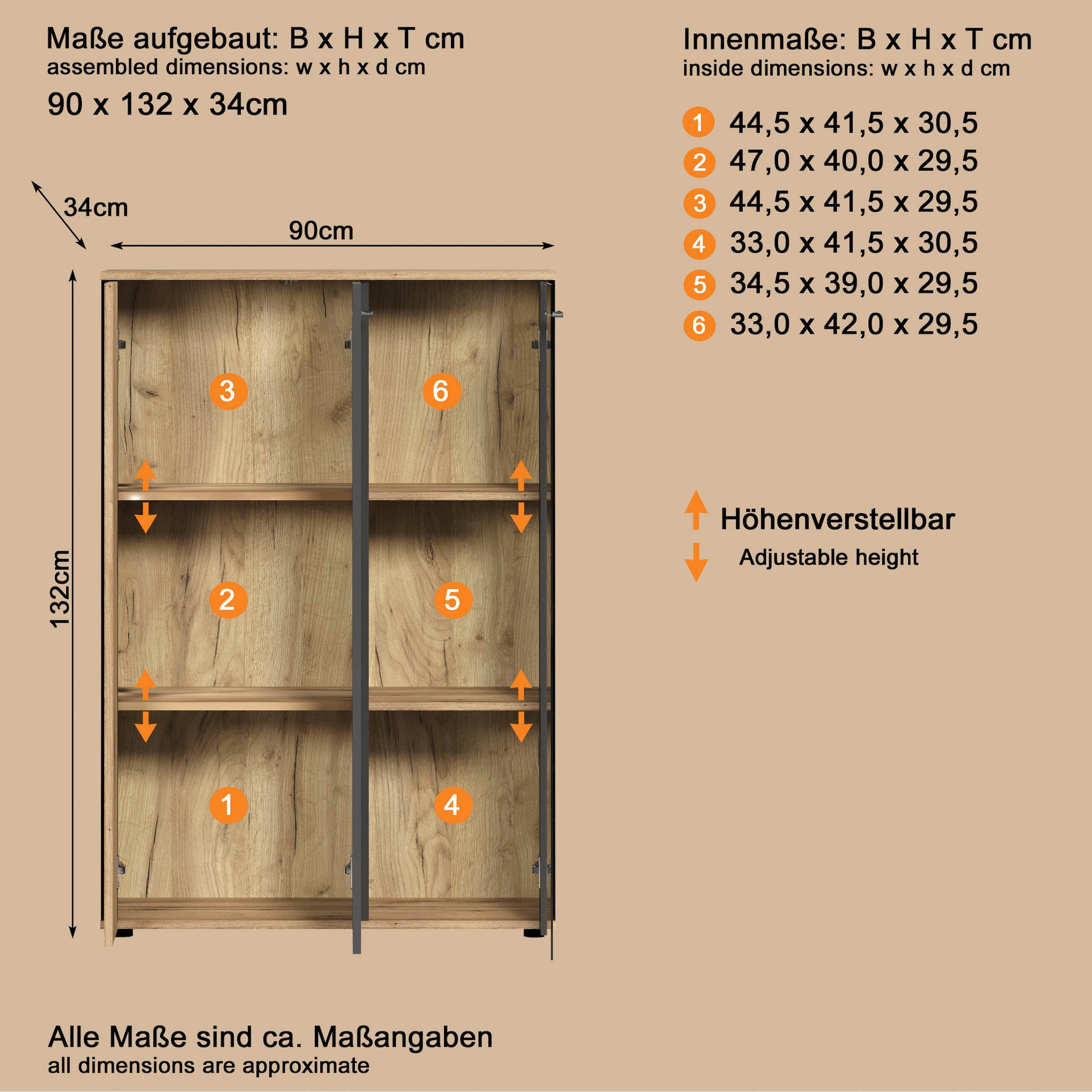 Home affaire Buffet haut »Estepona« 1 cuis tlg. vitrine, porte à effet rainuré, largeur 91 cm