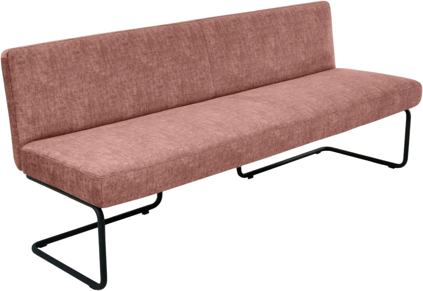 K+W Komfort & Wohnen Banc rembourré forme arrondie, patin tubulaire rond long courbé, en cuir ou tissu