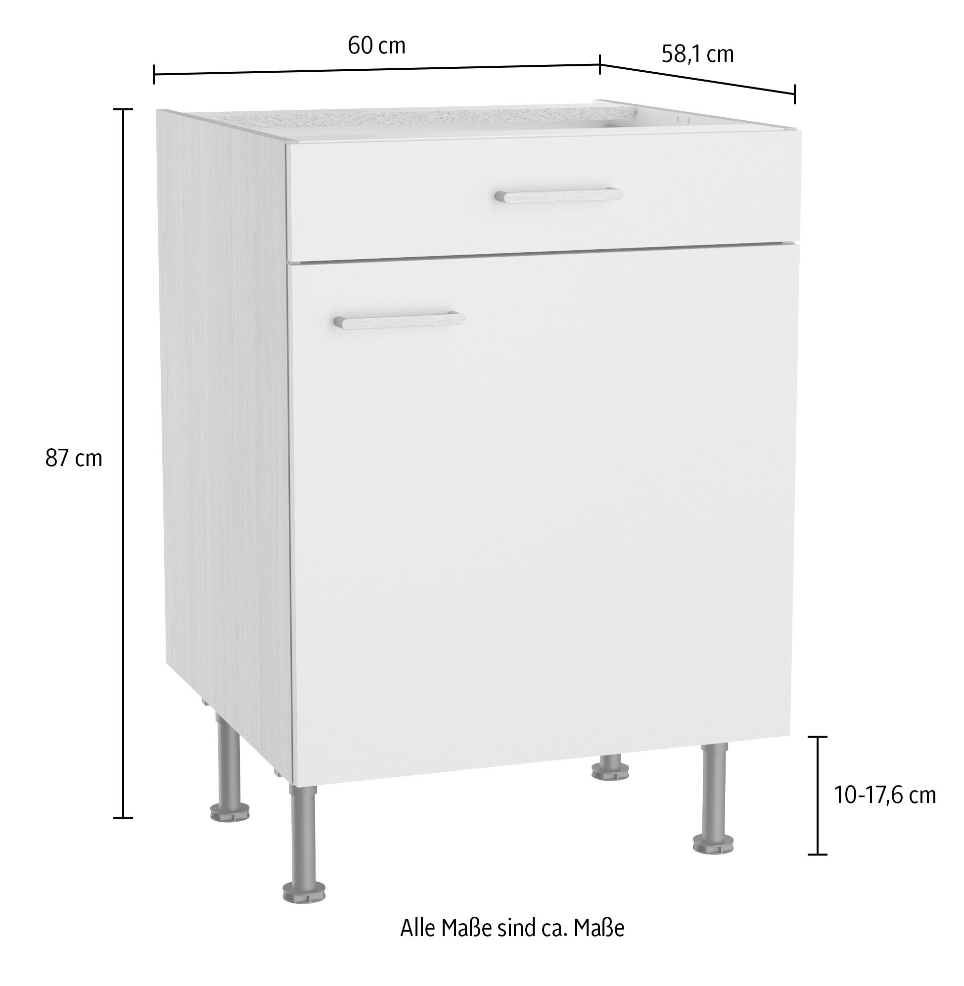 KOCHSTATION Unterschrank »KS-Lucy« Breite 60 cm, höhenverstellbare Füsse, Soft-Close