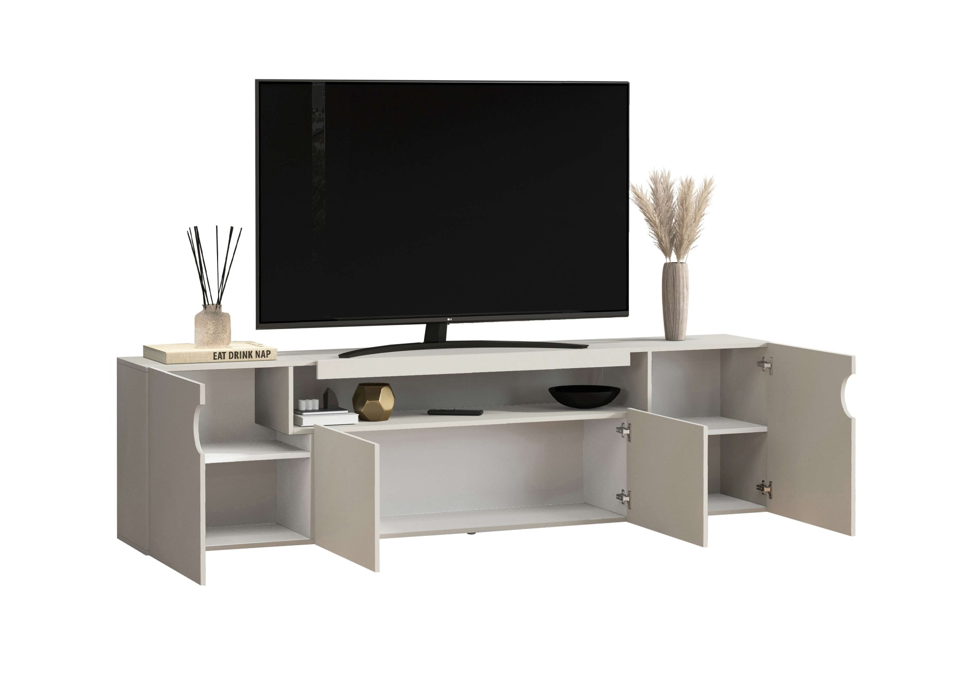 GOODproduct Lowboard »REAL,Lowboard,TV-Kommode,TV-Möbel,TV-Bank« 1 Stk. tlg. Mit 4 Türen, davon 2 abgerundet, die ein ovales offenes Fach bilden