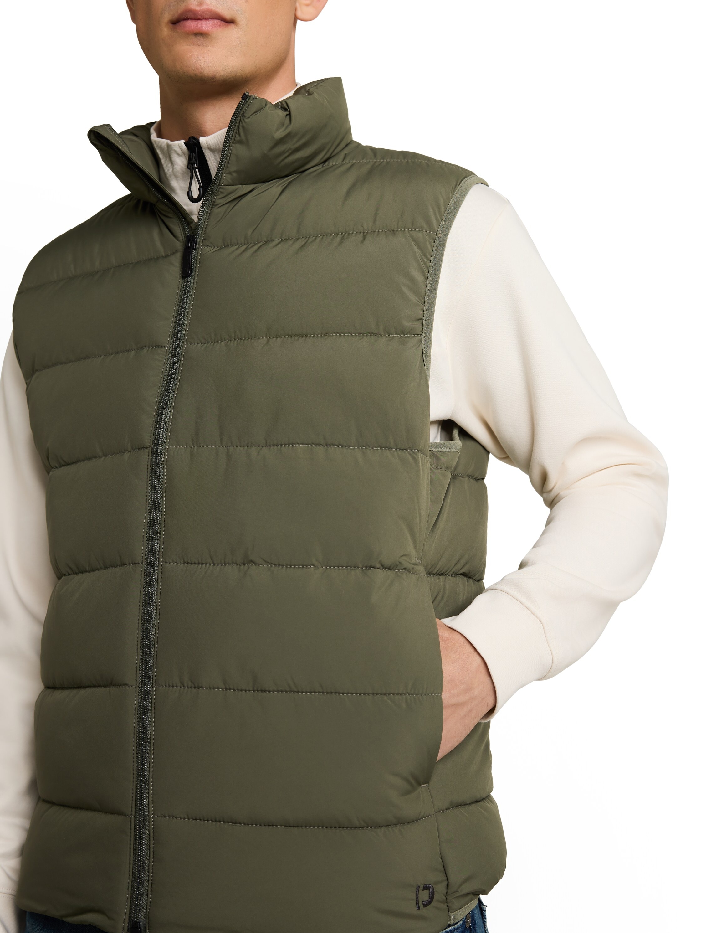 TOM TAILOR Denim Gilet matelassé avec col montant et fermeture éclair