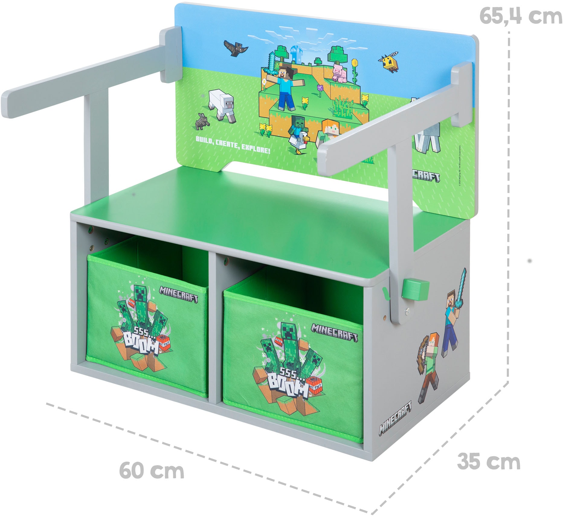 Phoenix Banc »Minecraft Spielbank« 3 cuis tlg. repliable en banc de jeu avec table