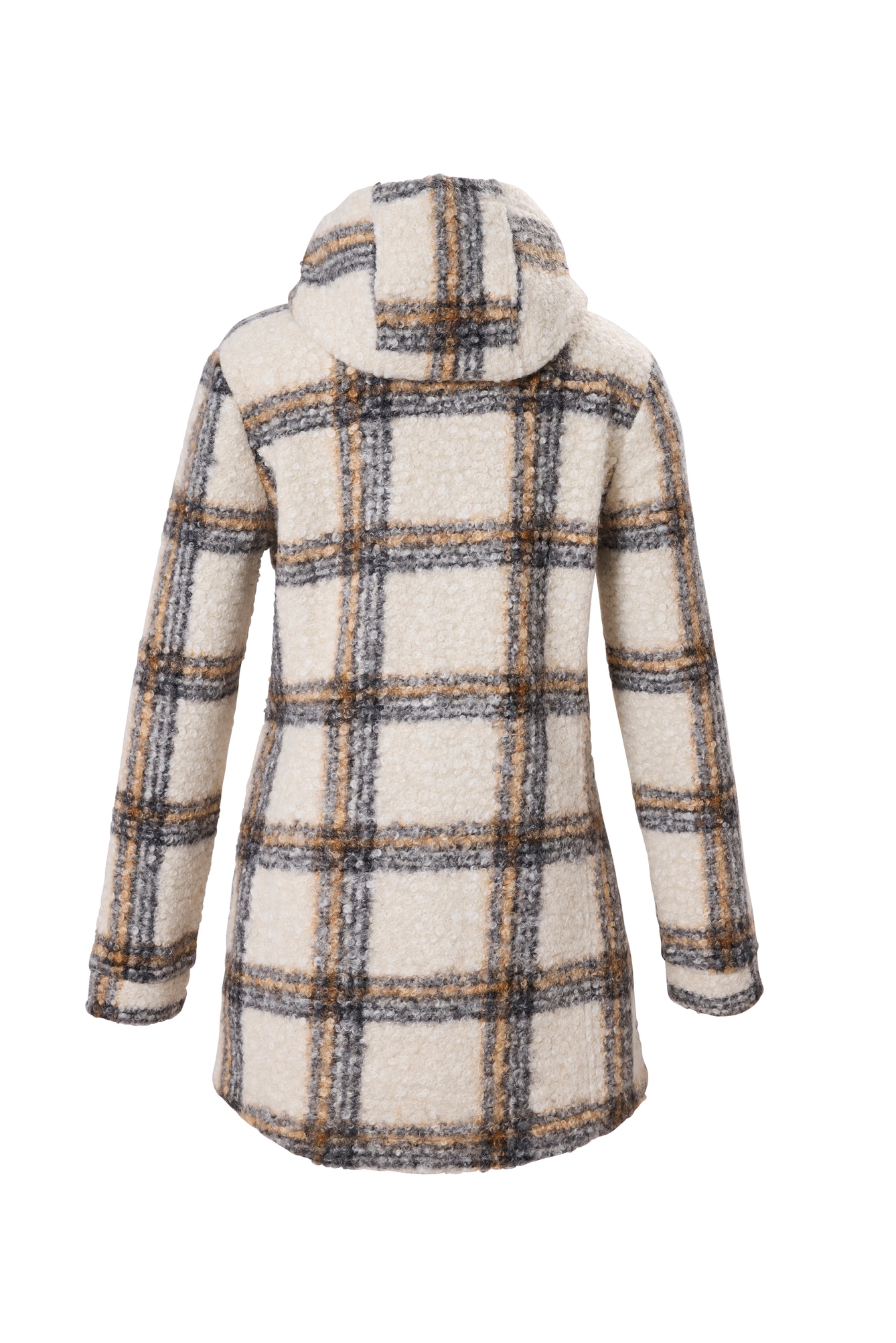 G.I.G.A. DX by killtec Veste en laine polaire »GW 39 WMN KNTFLC PRK« avec capuche avec fermeture éclair bidirectionnelle, en forme longue et motif à carreaux