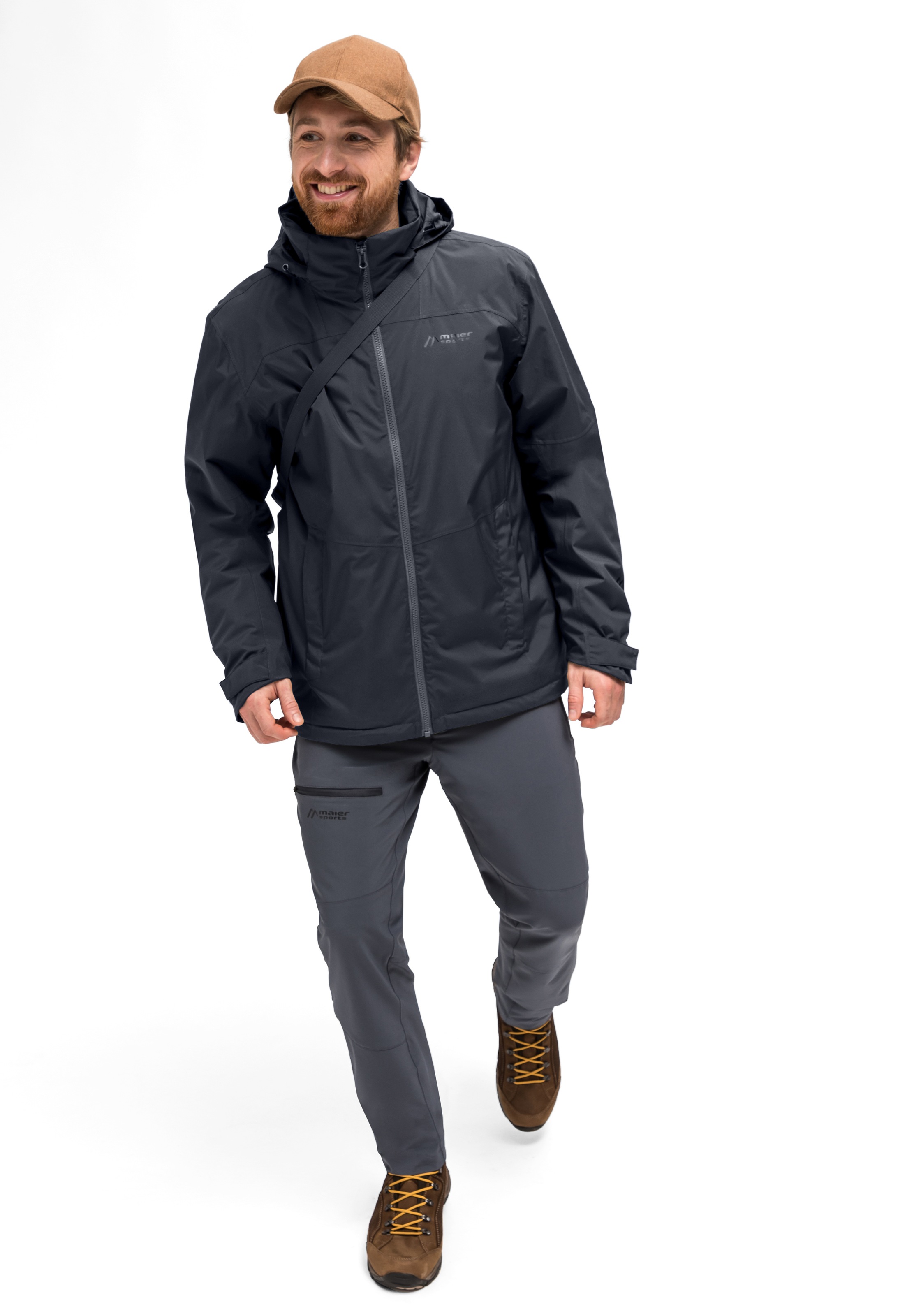 Maier Sports Veste de pluie »Metor Therm Rec M« veste homme chaude avec capuche, veste d'hiver imperméable et respirante