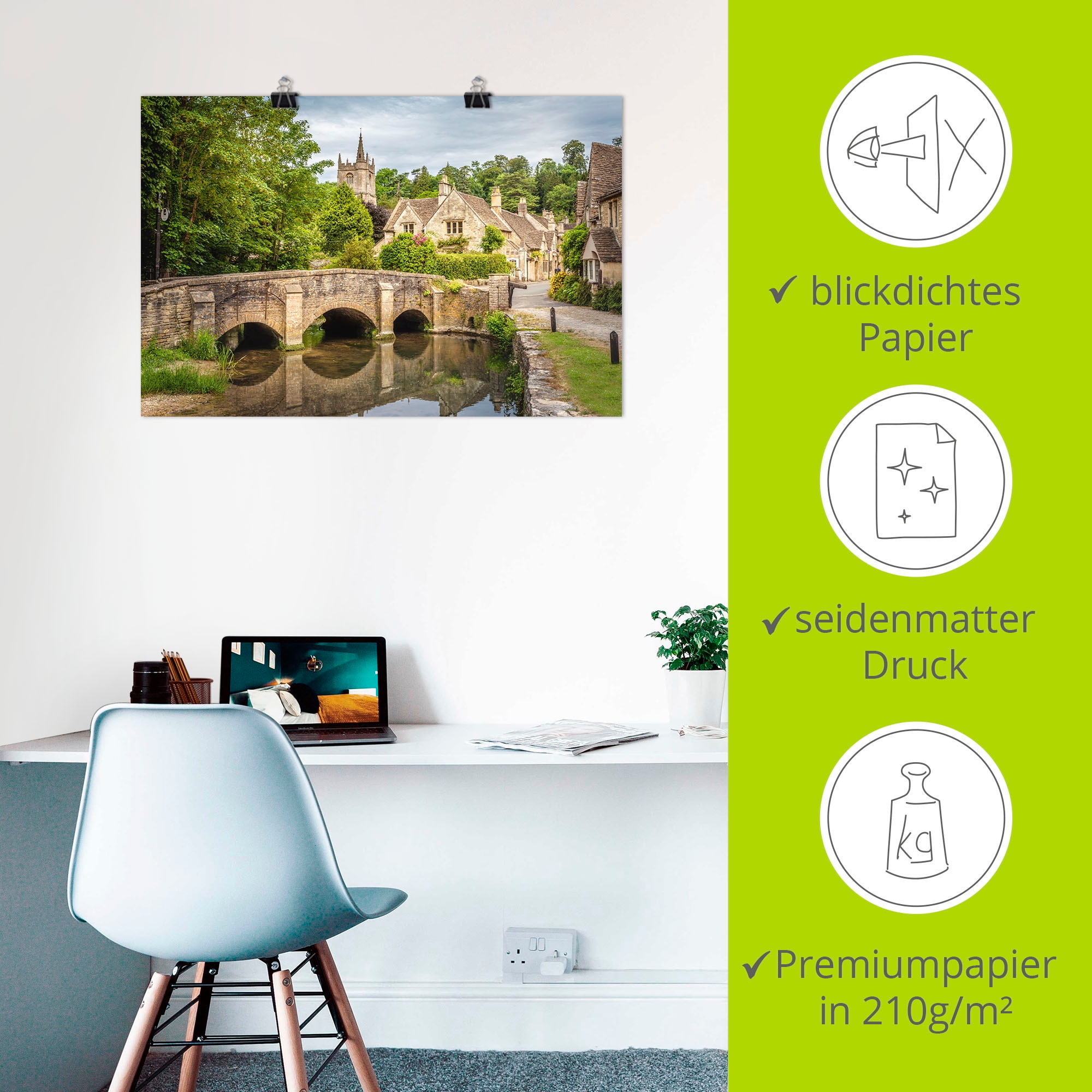 Artland Poster »Dorf Castle Combe, Wiltshire, England« Brücken 1 Stk. tlg. ohne Rahmen
