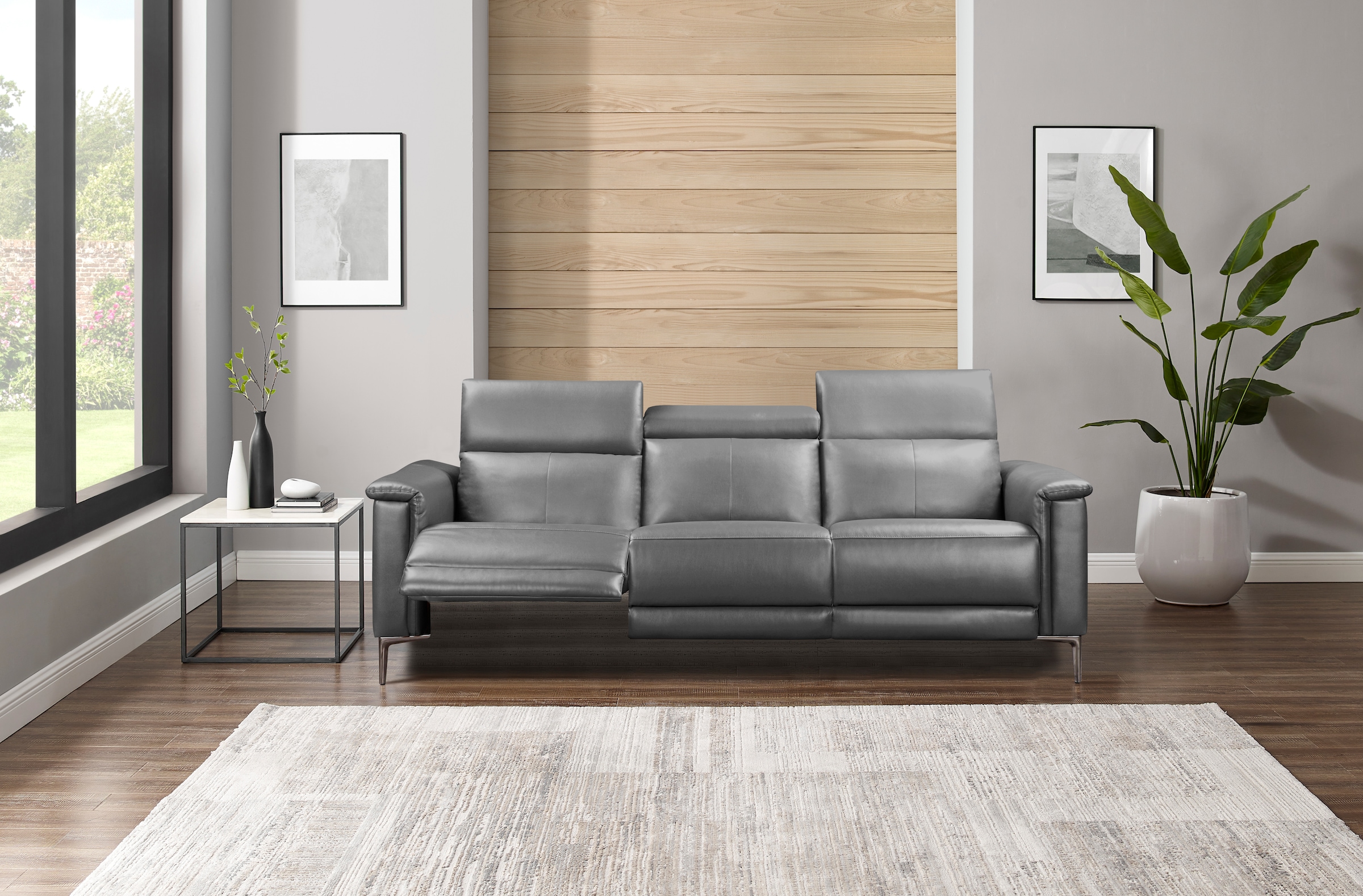 GOODproduct 3-places »LUND,Naturleder, 222 cm, man. o. elektr. Relaxfunktion in 2 Sitzen« (gauche/droite), USB-A pour version électrique, réglage du dossier