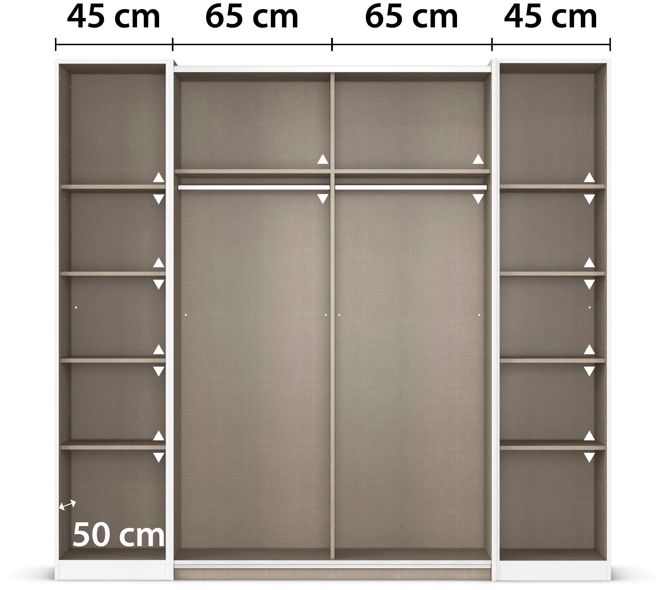 rauch Schwebetürenschrank »Kleiderschrank Drehtürenschrank Schrank Garderobe KRONACH« in 3 Ausstattungen BASIC/CLASSIC/PREMIUM, Breiten 225/268/311/354 cm,  mit Dreh- und Schwebetüren und vielen Einlegeböden MADE IN GERMANY