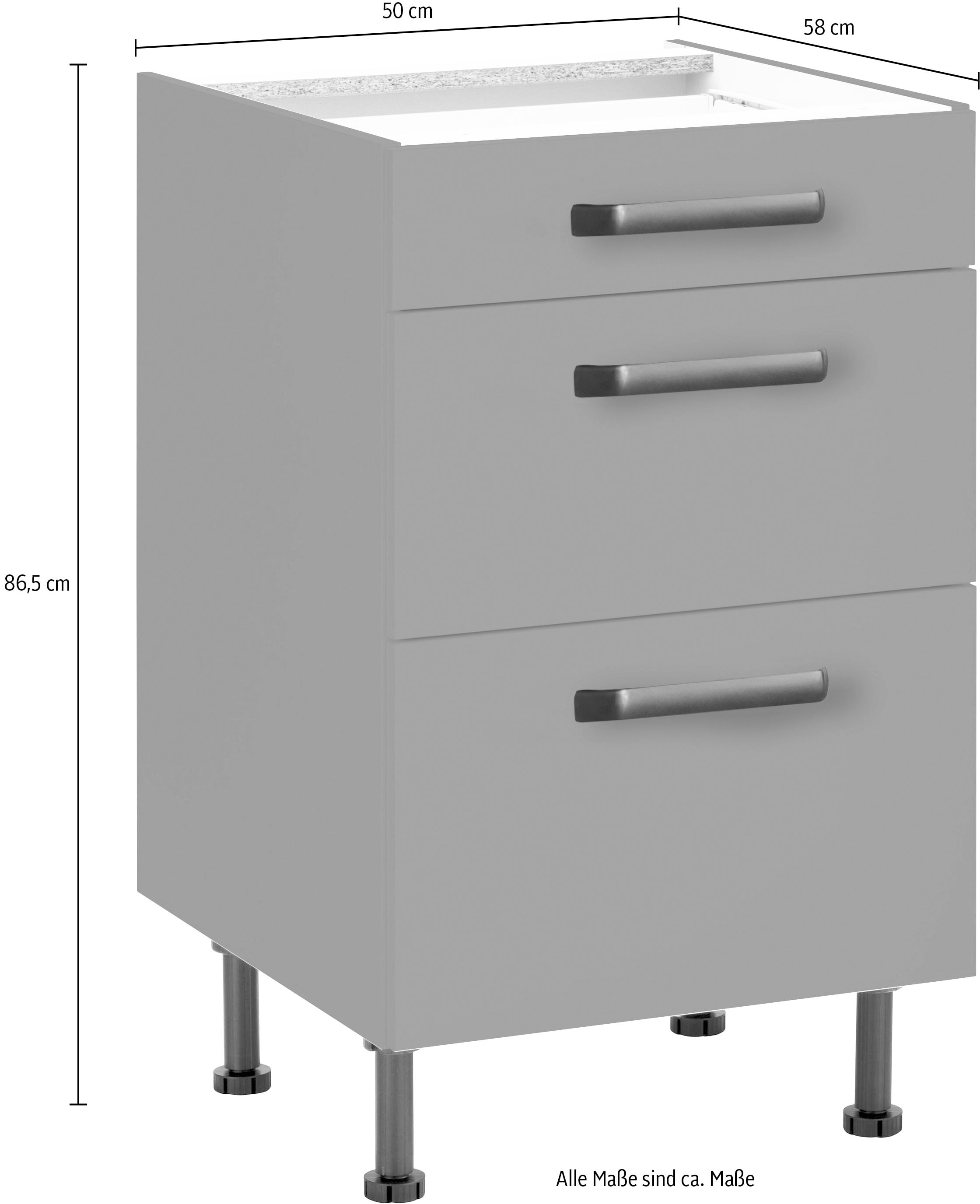 wiho Küchen Unterschrank »Simi« Soft-Close-Funktion in Schubkästen und Auszügen, verstellbare Füsse