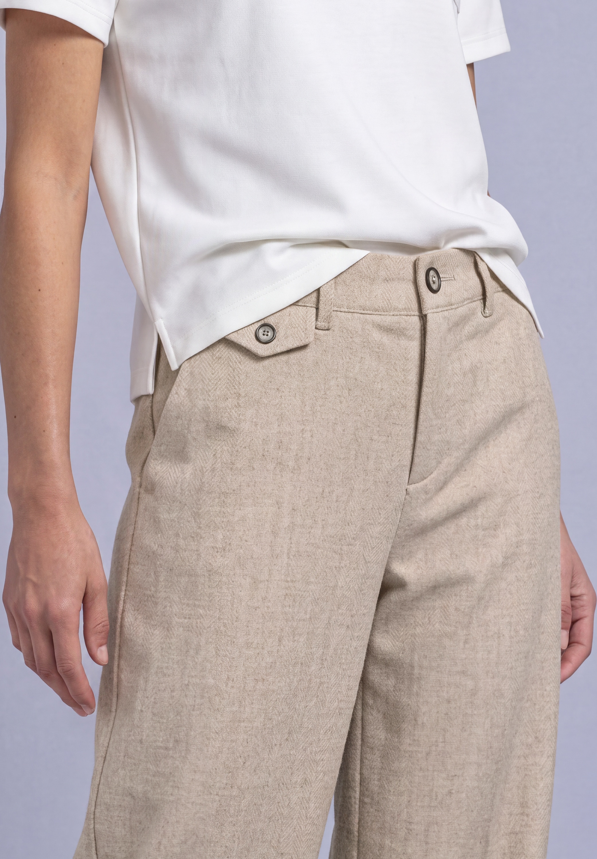 STREET ONE Pantalon en tissu  aspect mélange, longueur raccourcie