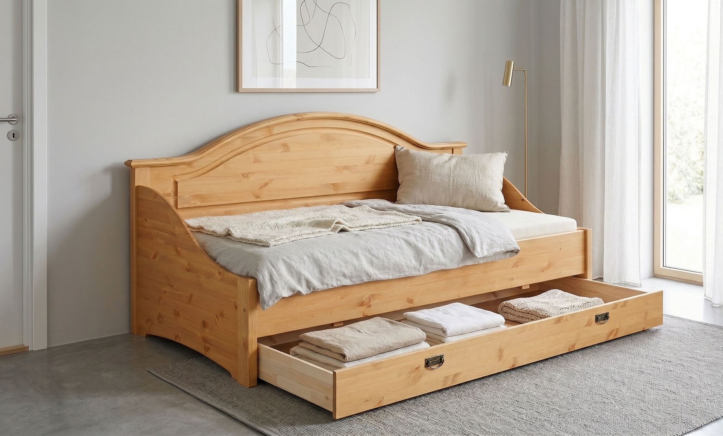 GOODproduct Lit de jour »Konrad« stabile Konstruktion aus massiver Kiefer, mit Rollrost