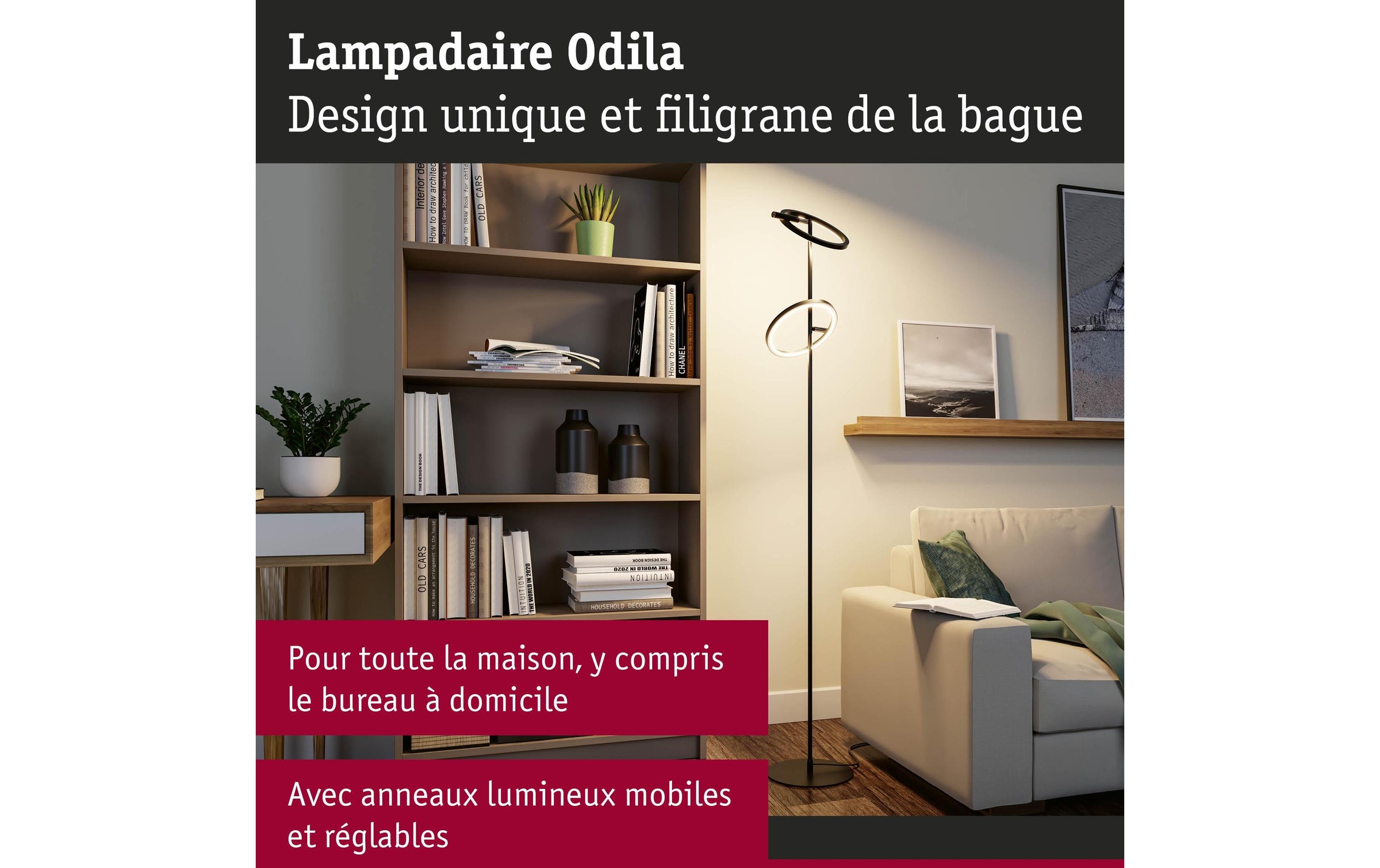 Paulmann Lampadaire à LED »Stehleuchte Odila, Schwarz matt« Module LED blanc chaud - blanc froid