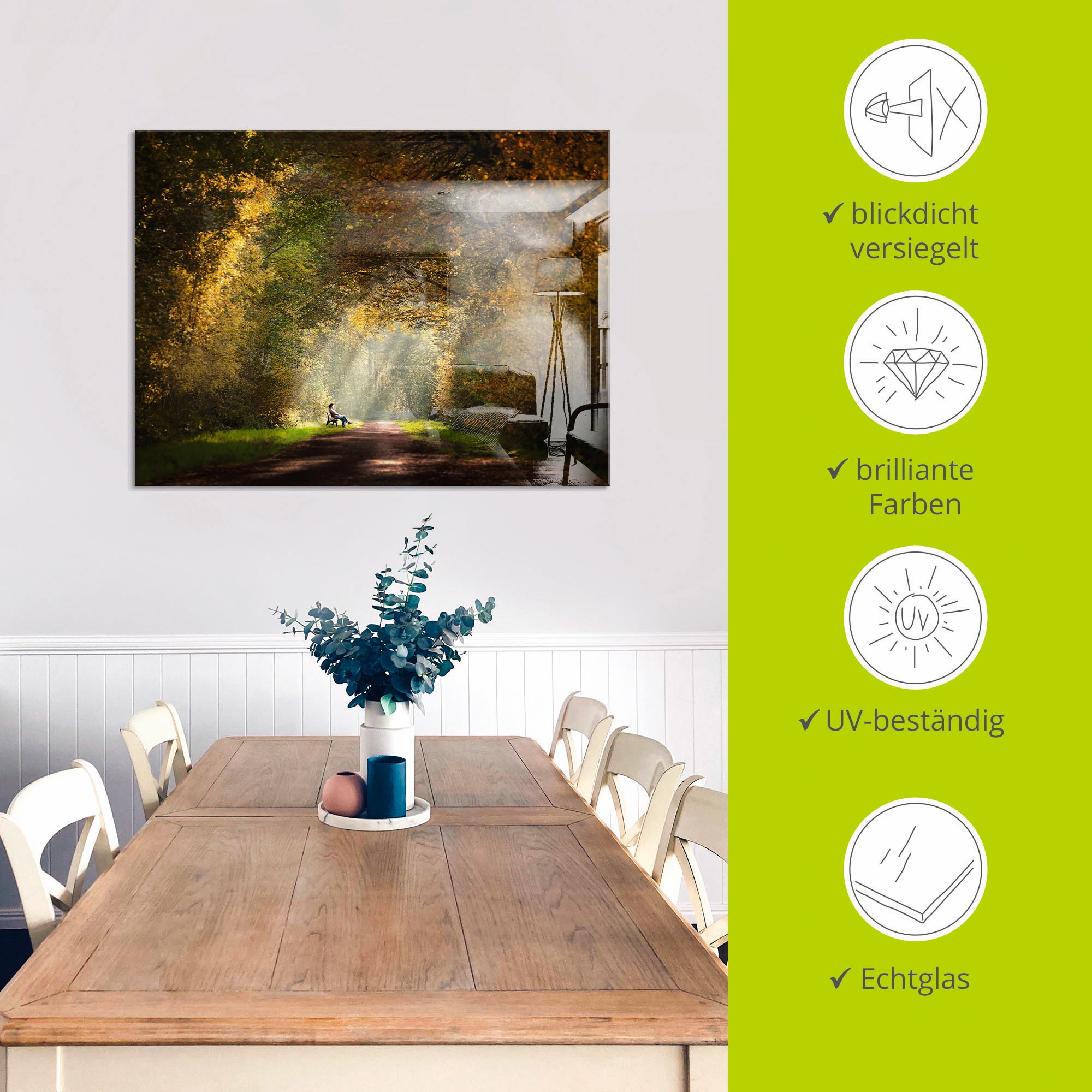 Artland Glasbild »Licht am Ende des Tunnels...« Wald 1 Stk. tlg. in verschiedenen Grössen