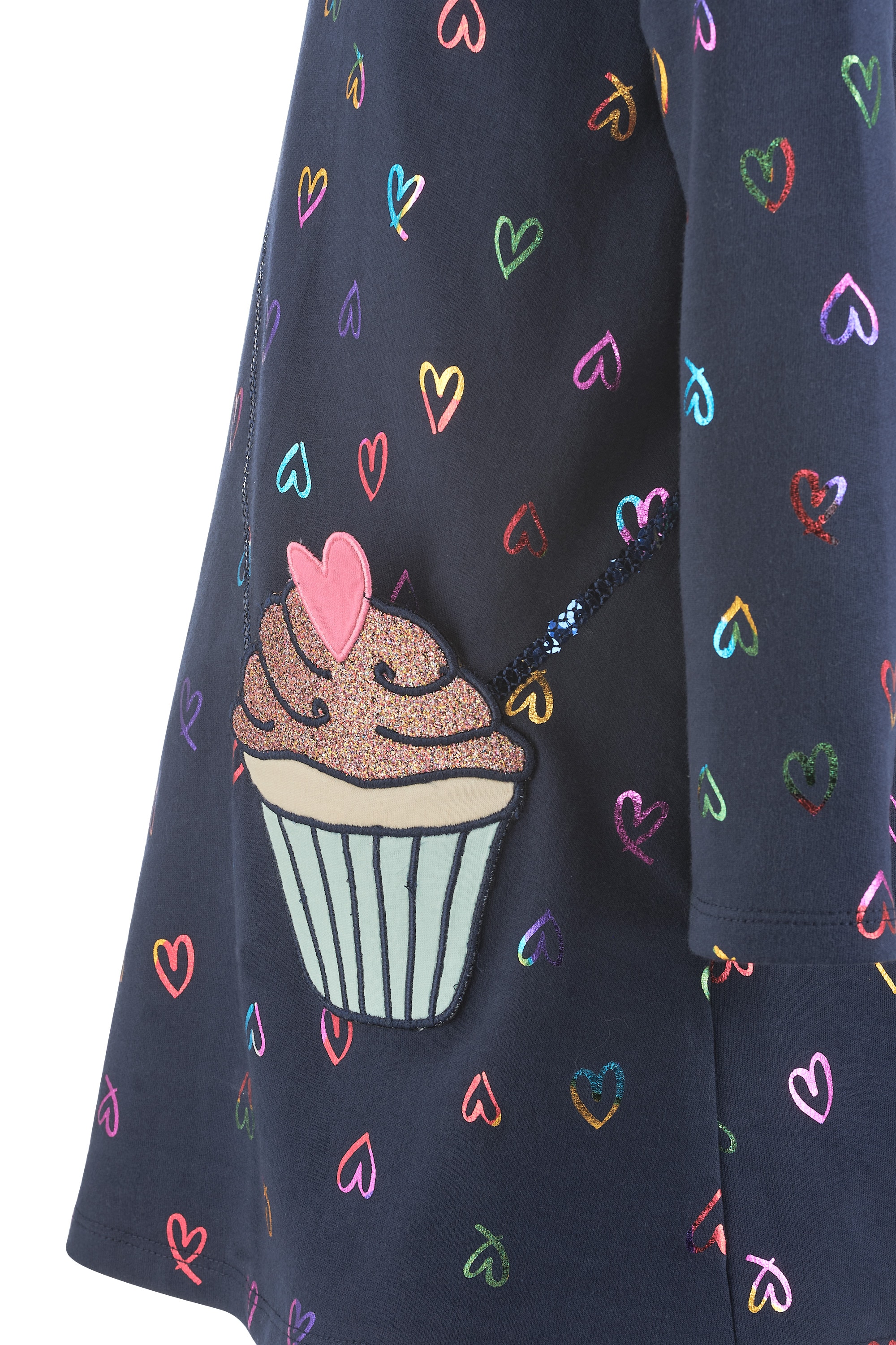 happy girls Jerseykleid Baumwolle, Cupcake Applikation, Pailletten