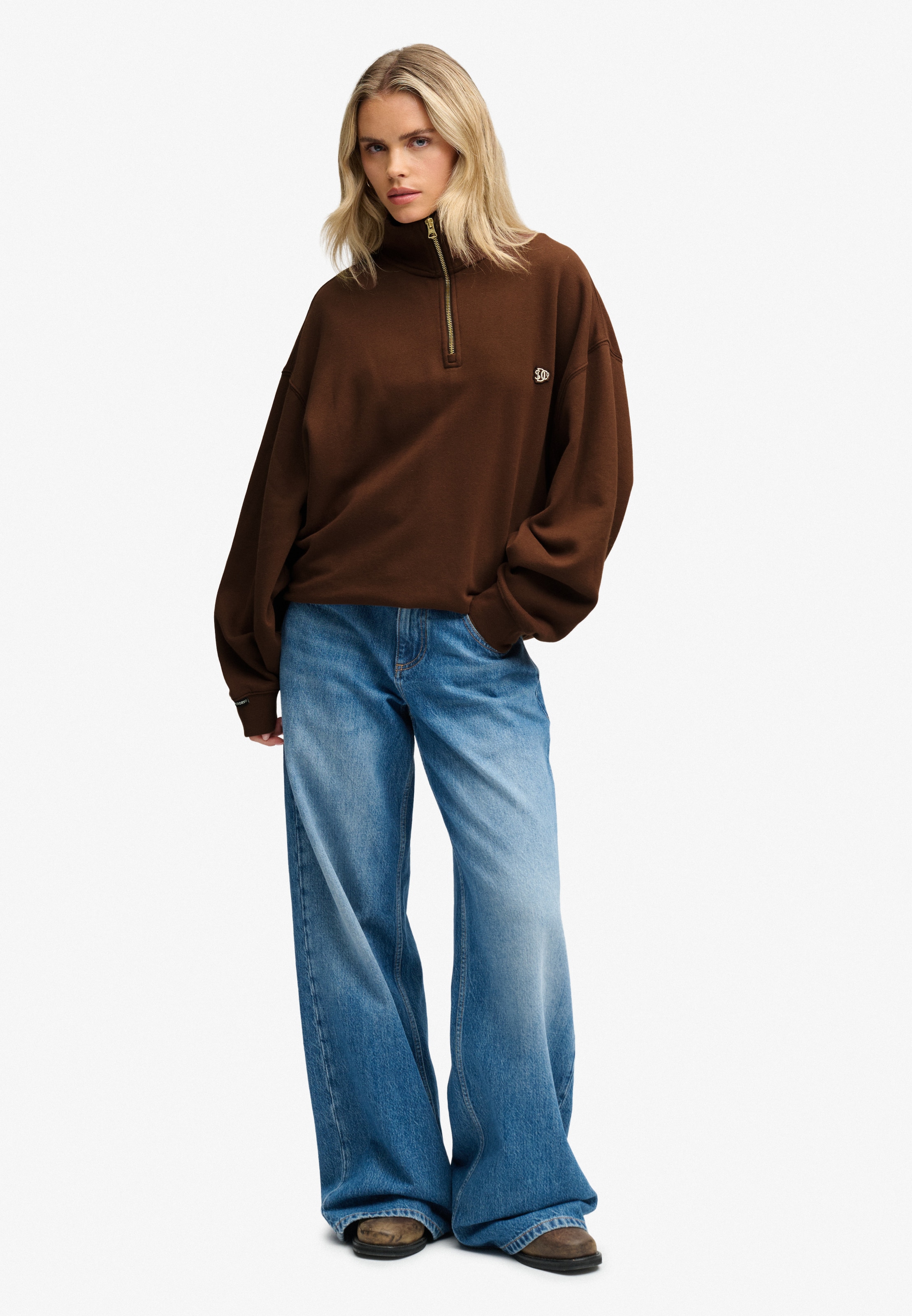 Superdry Sweat-shirt »MONOGRAM HALF ZIP SWEAT«, Baumwollmischung, relaxed fit
