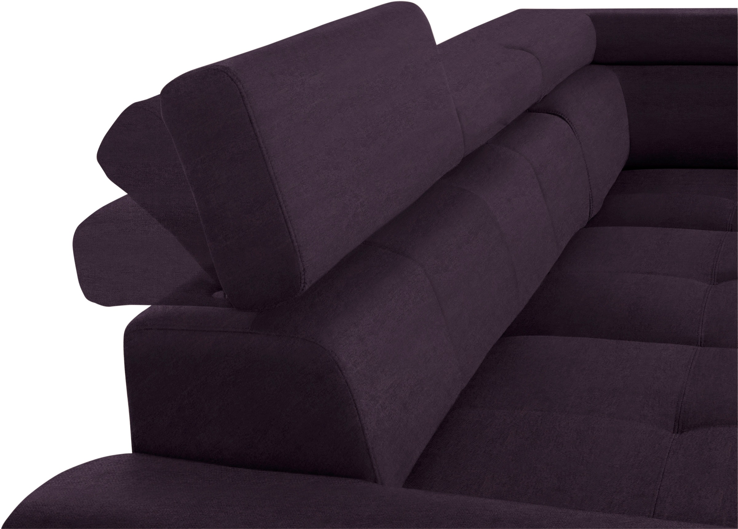 exxpo - sofa fashion Ecksofa »Enya, hoher Sitzkomfort, Breite 266cm, bequem, 12cm hohe Füsse, L-Form« mit Kopfteilverstellung, wahlweise Bettfunktion u. Bettkasten