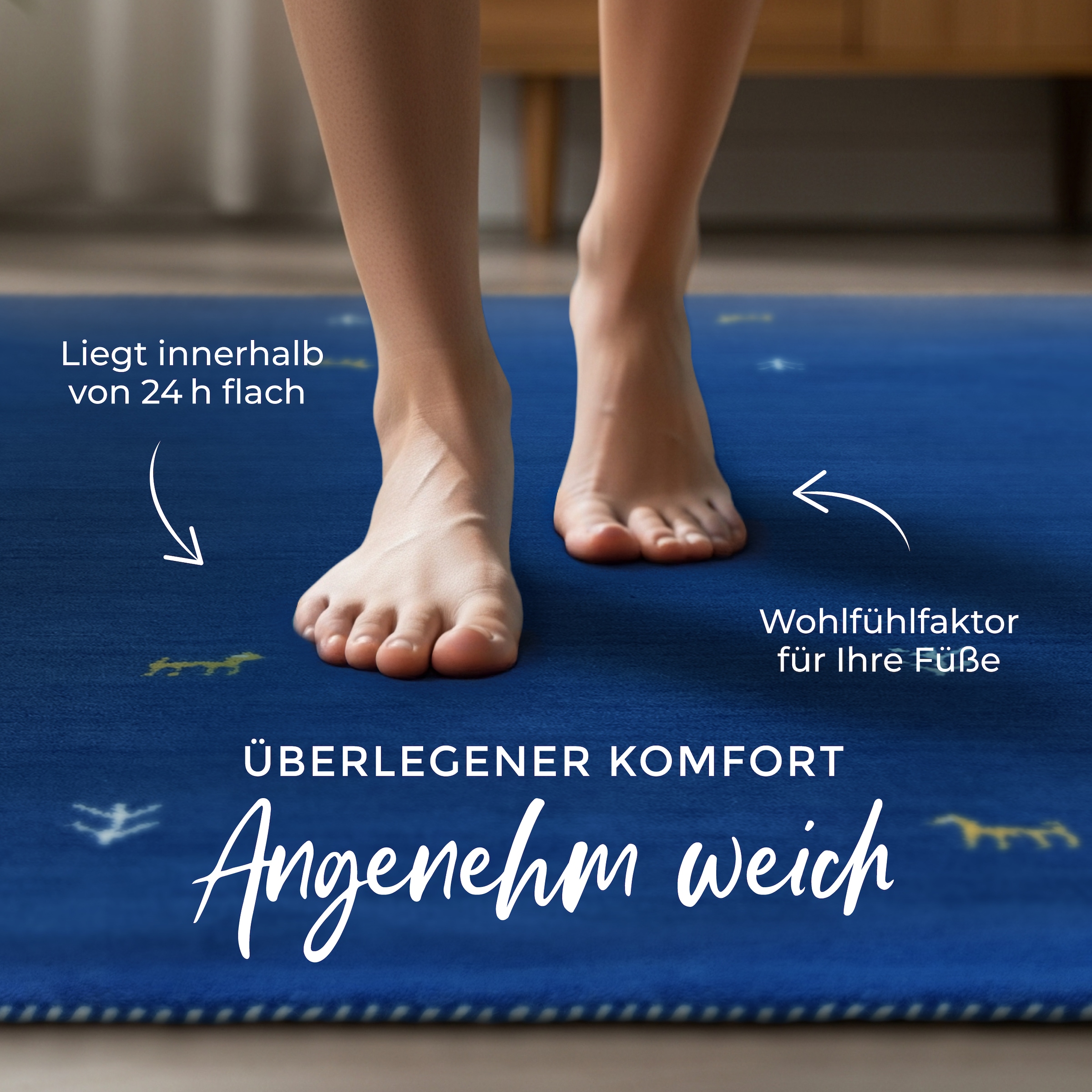 carpetfine Tapis en laine »Gabbeh-Uni« Carré 15 mm Höhe reine Wolle, handgewebt, Gabbeh Loom Tiermotiv, Sonderform Quadrat