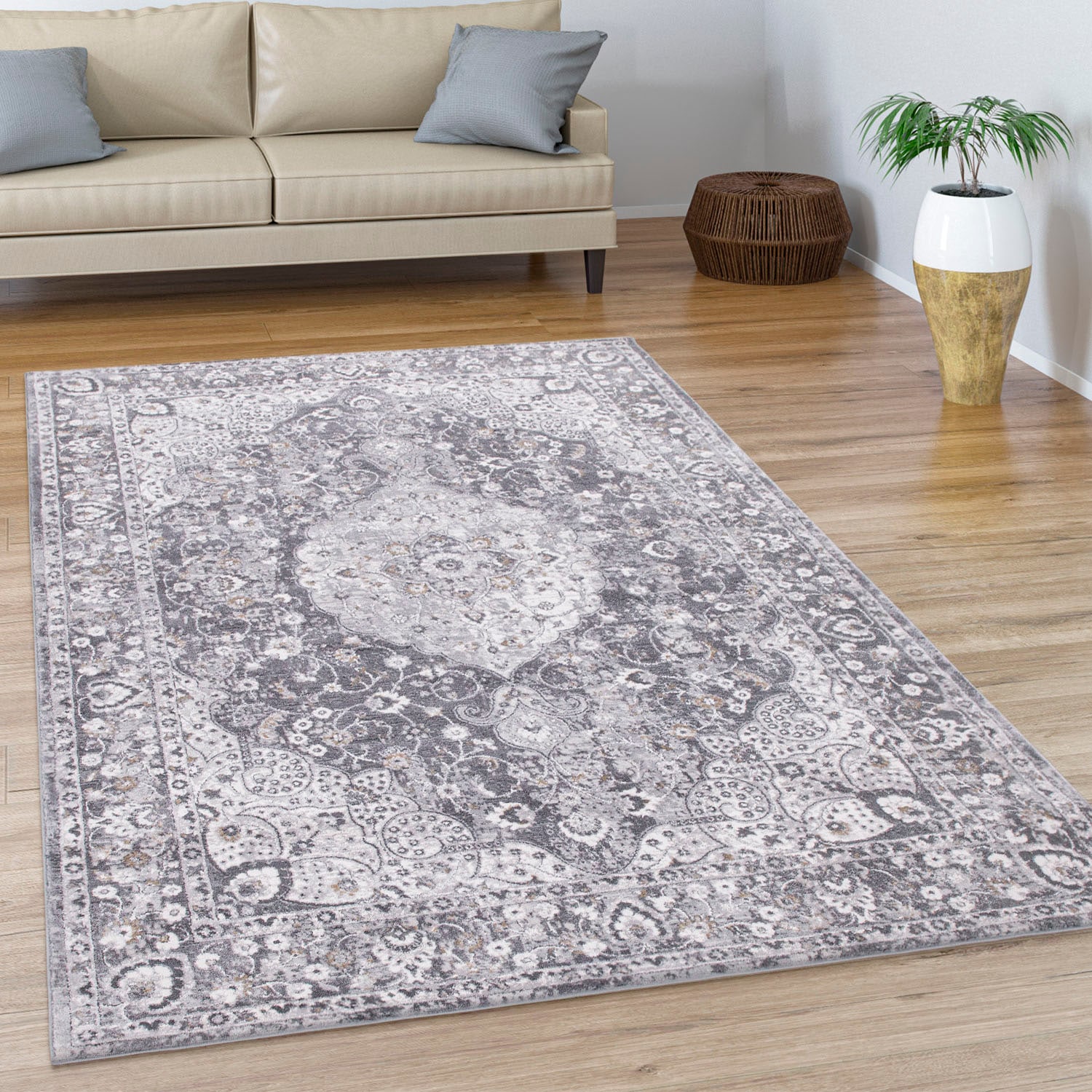 Paco Home Teppich »Calabria 582« rechteckig 14 mm Höhe Kurzflor, Orient-Optik, Vintage Design