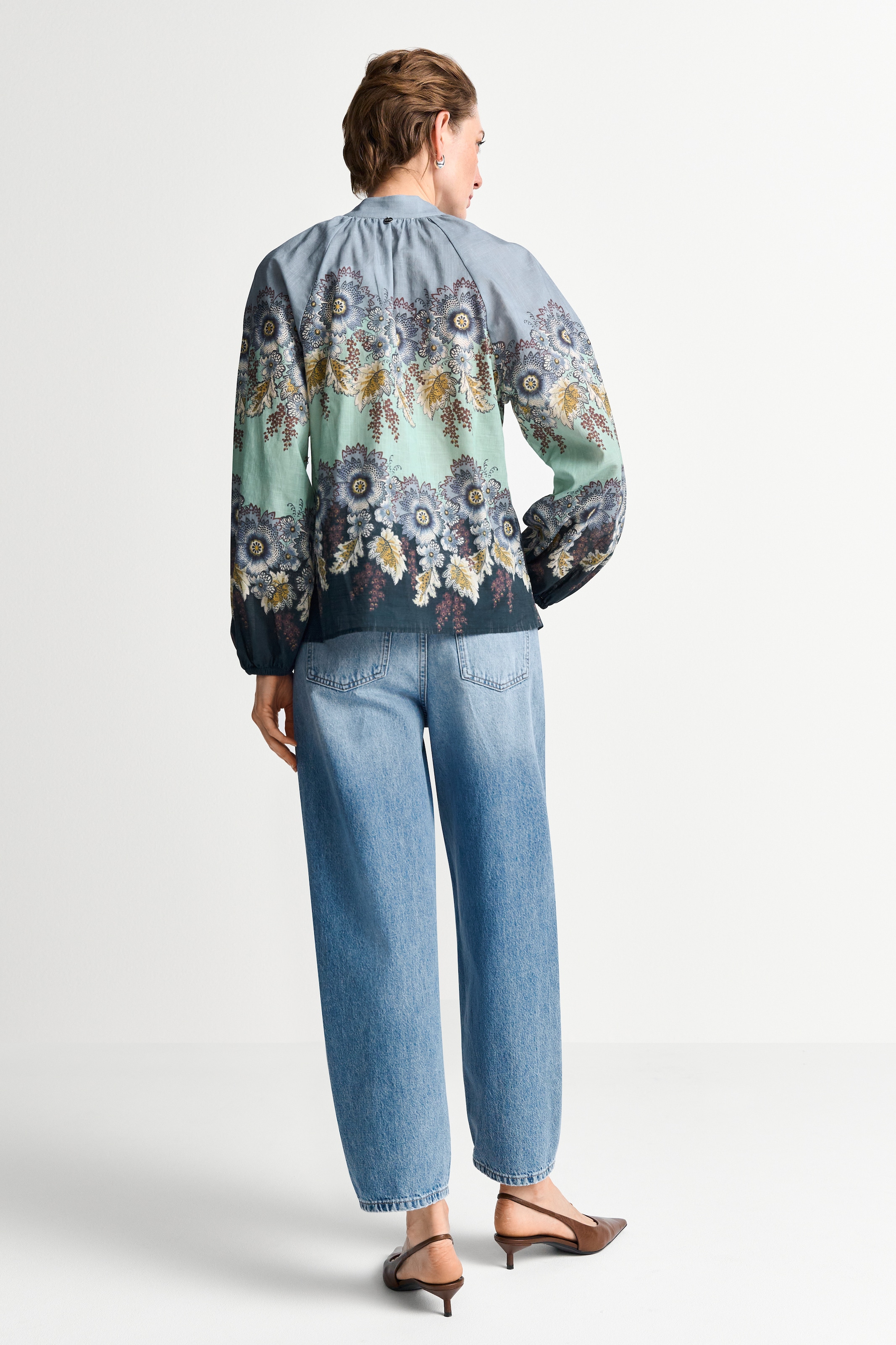 RICHROYAL Blouse à manches longues imprimé bordure florale