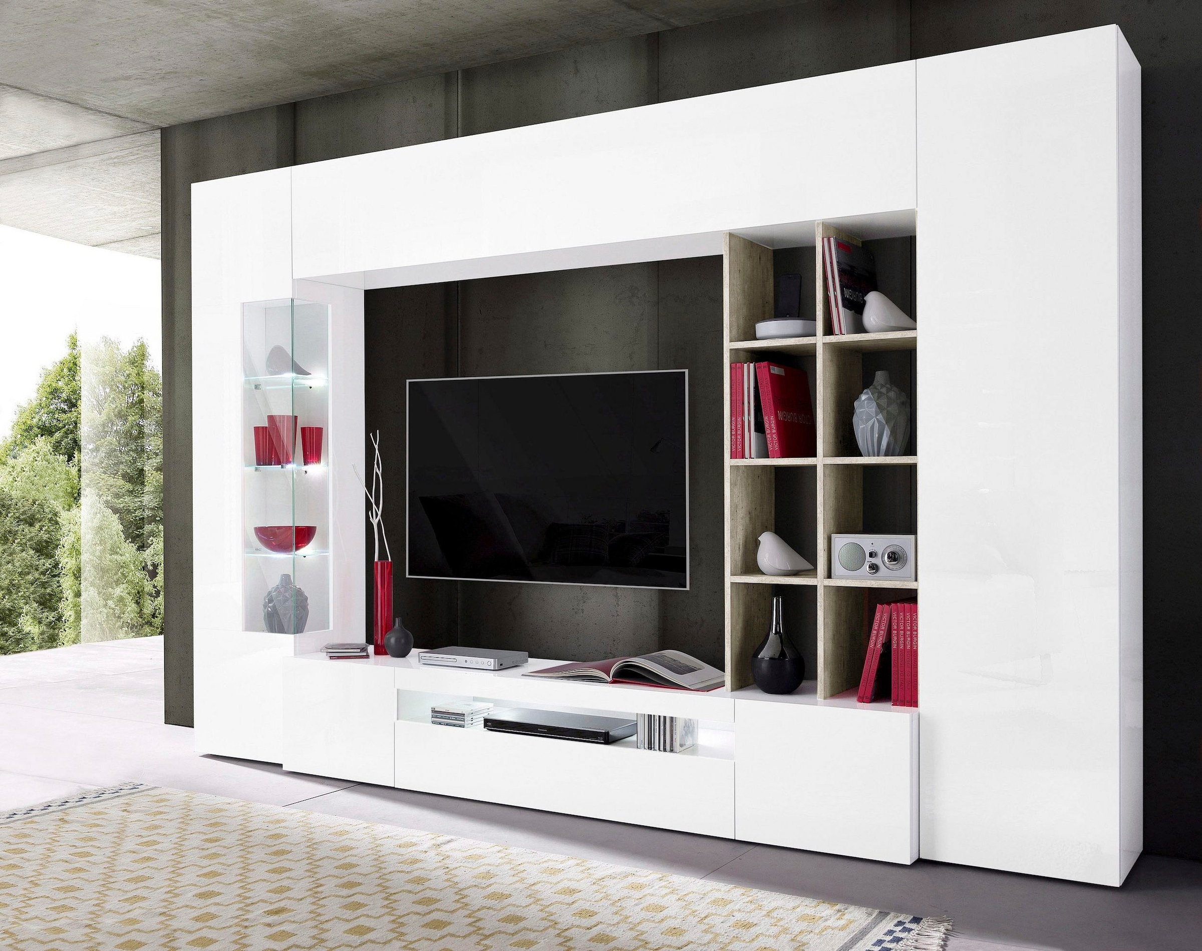 GOODproduct Wohnwand »New Egypt, Anbauwand, Medienwand, Wohnzimmerwand« Set, 2 Klappen,2 kleine Türen,2 grosse Türen, 5 Stk. tlg.