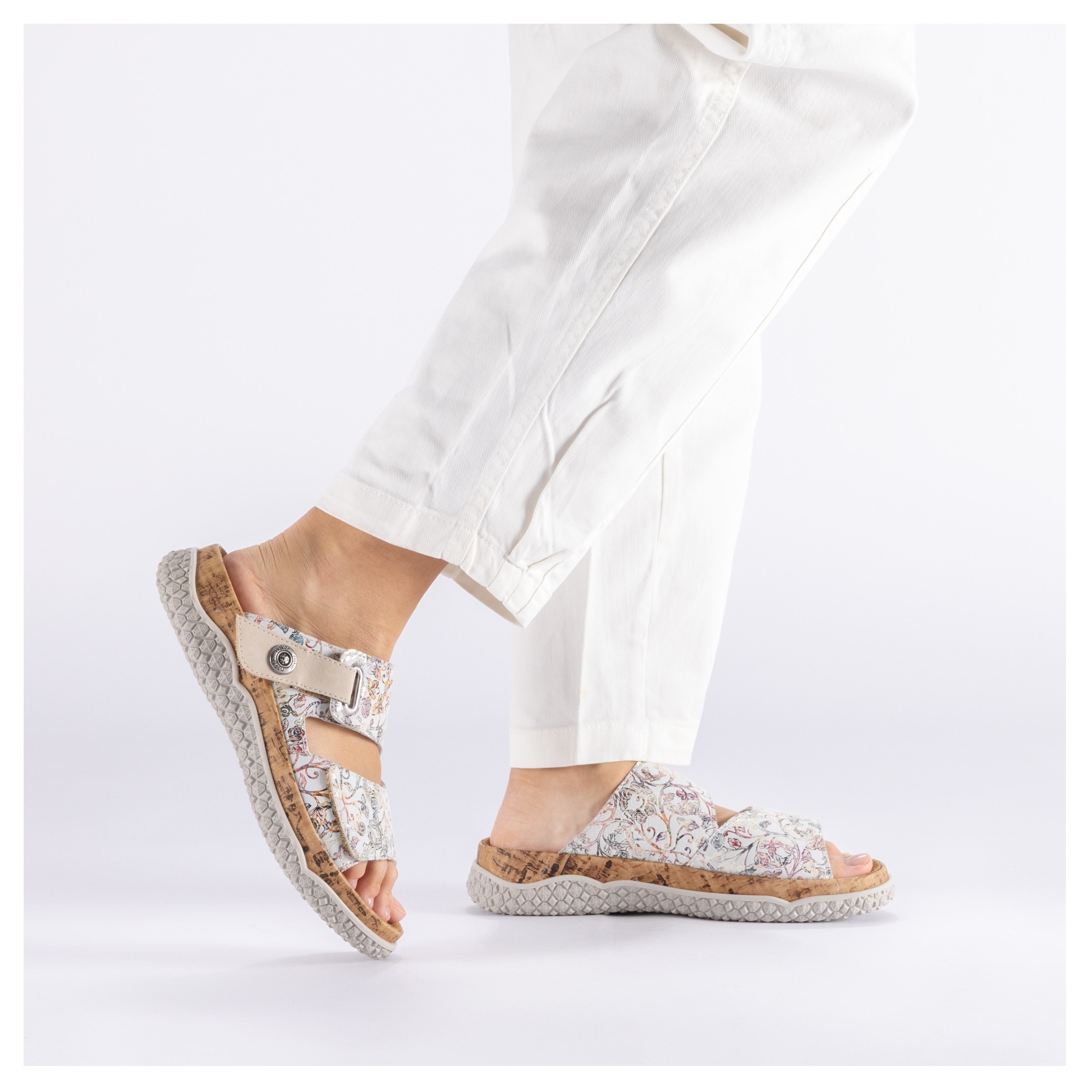 Rieker Pantolette  Sommerschuh, Schlupfschuh, Hausschuh mit Klettriemchen
