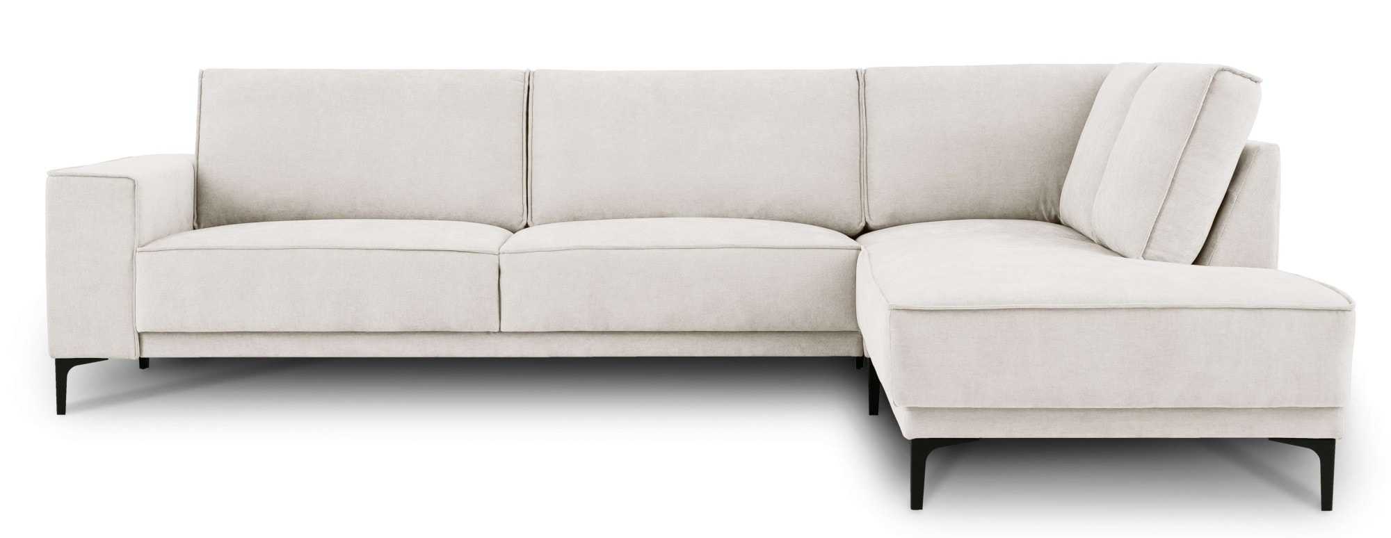 PLACES OF STYLE Ecksofa »Polsterecke Oland, Struktur, Flachgewebe, Luxus-Microfaser, Boucle« L-Form, 289 cm, Wellenunterfederung, Skandi-Design, Metallfüsse