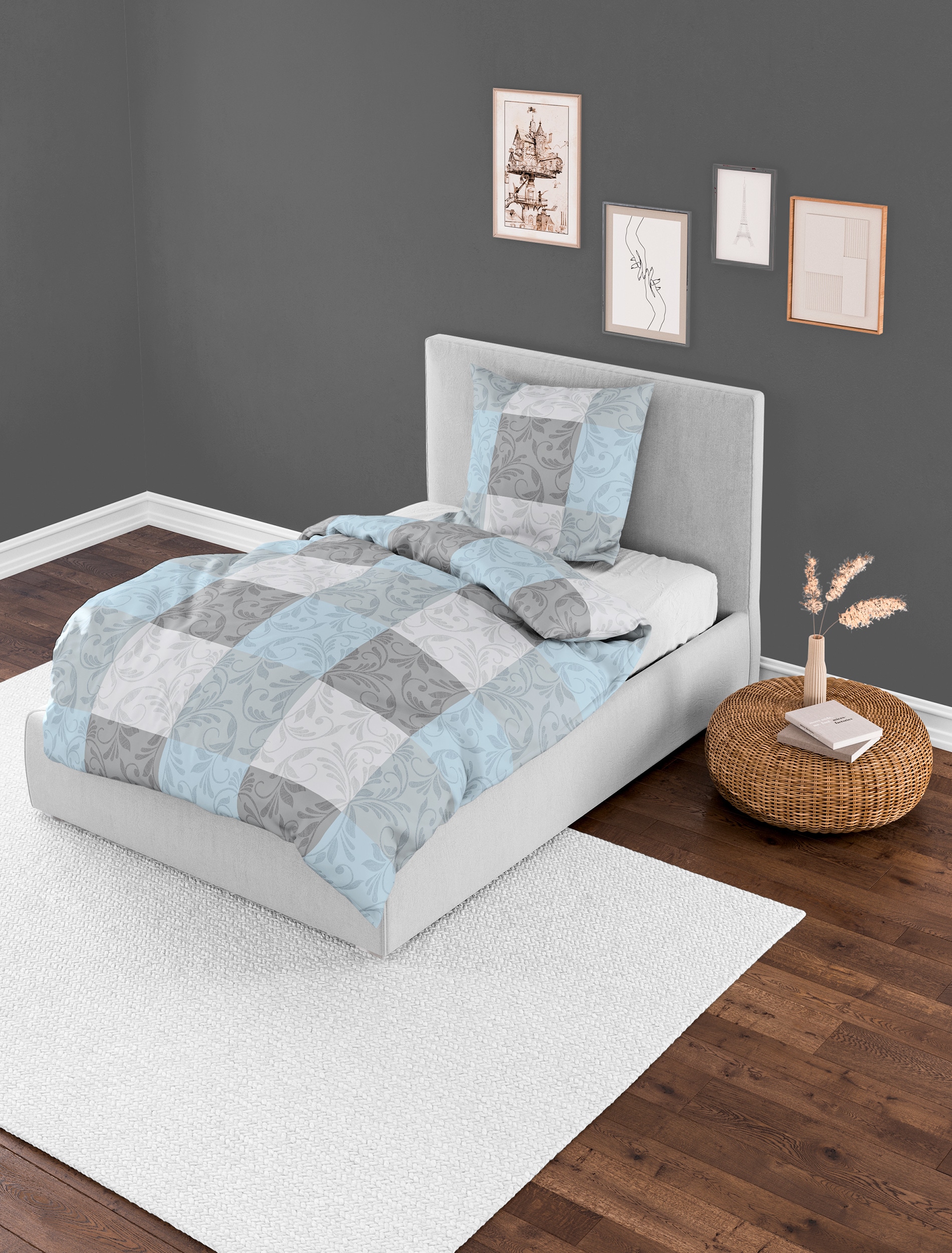 BIERBAUM Bettwäsche »3092« 2 Stk. Biber, 100 % Baumwolle, pflegeleicht, kuschelig weich