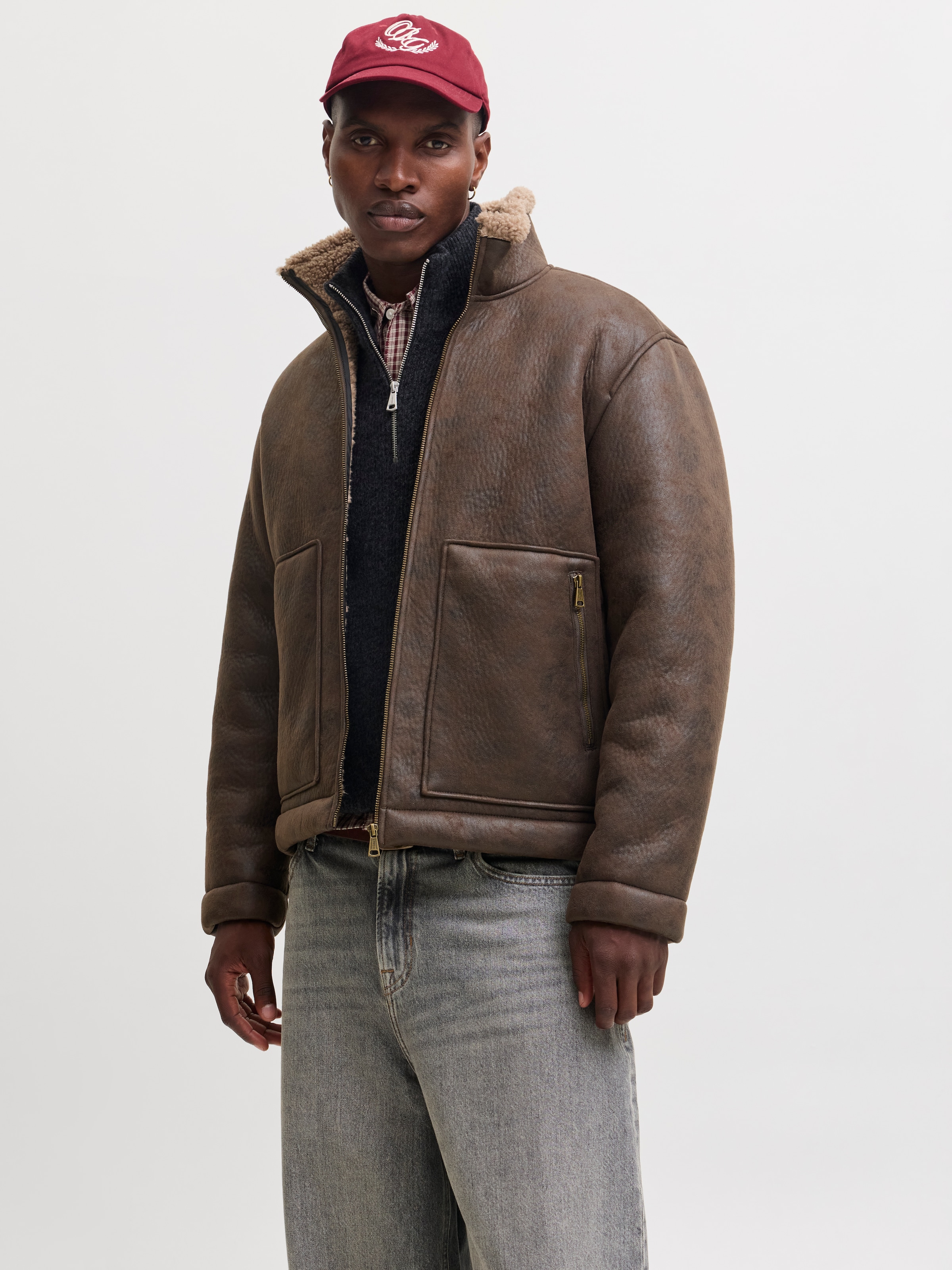 Jack & Jones Pilotenjacke »JORSALAMANCO FLIGHT JACKET SN« Polyester, Innenkragen mit Teddy Material