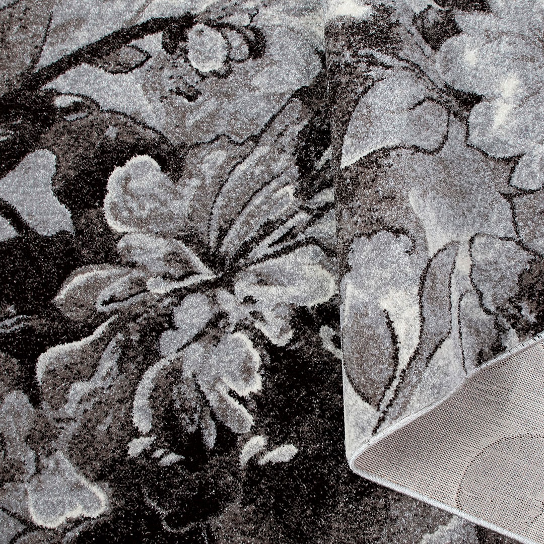 my home Teppich »Almrose« rechteckig 9 mm Höhe mit besonders weichem Flor, Blumen Muster, florales Design, Kurzflor