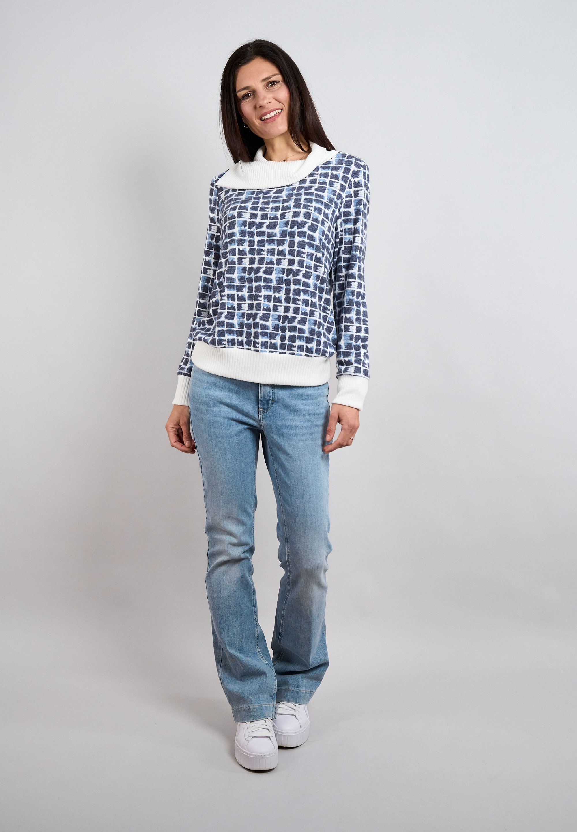 Seidel Moden Schalkragenpullover mit grafischem Muster und Schalkragen - MADE IN GERMANY