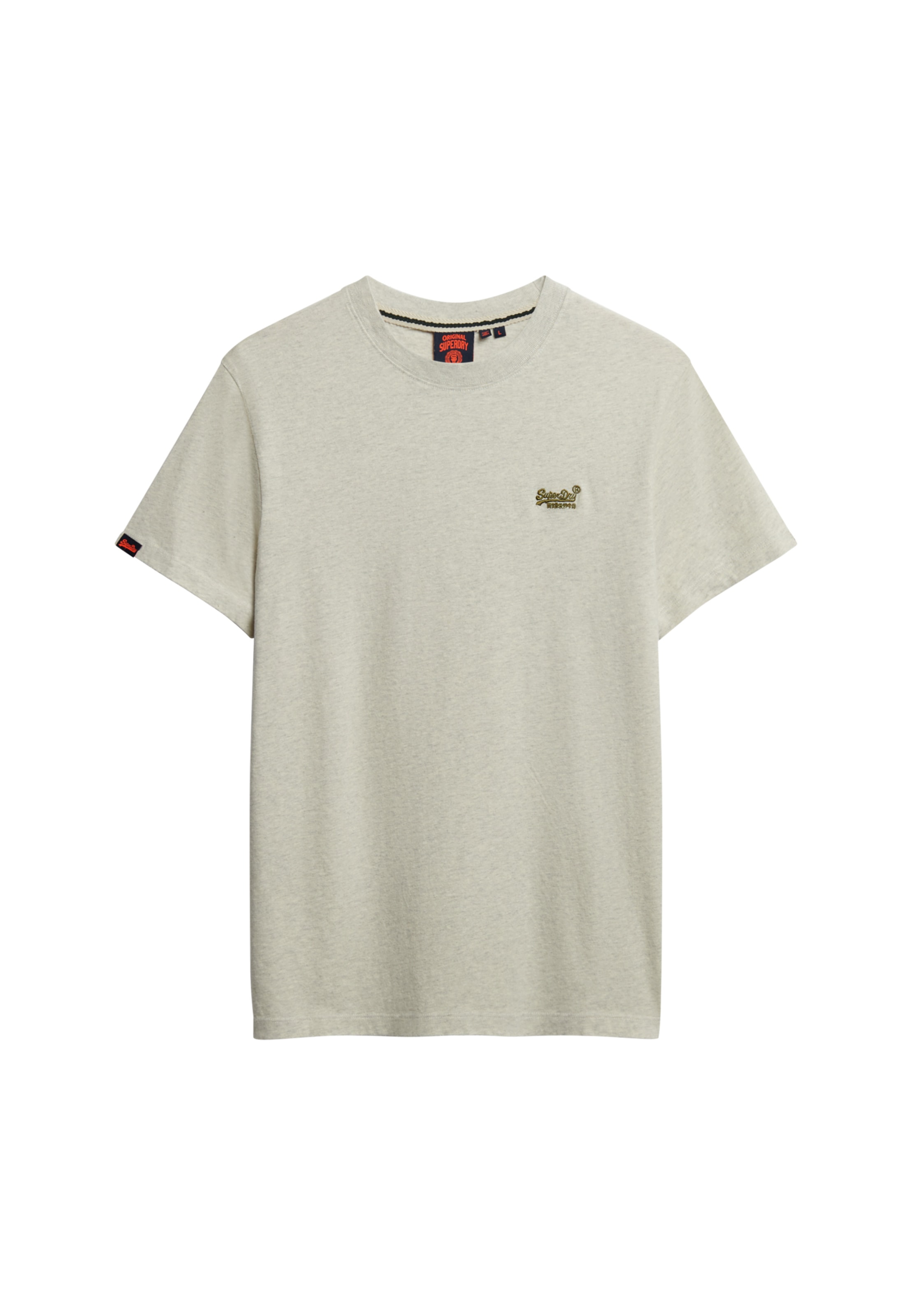 Superdry Shirt à col rond »ESSENTIAL LOGO EMB TEE« en coton et jersey simple, coupe slim, manches courtes, longueur hanche