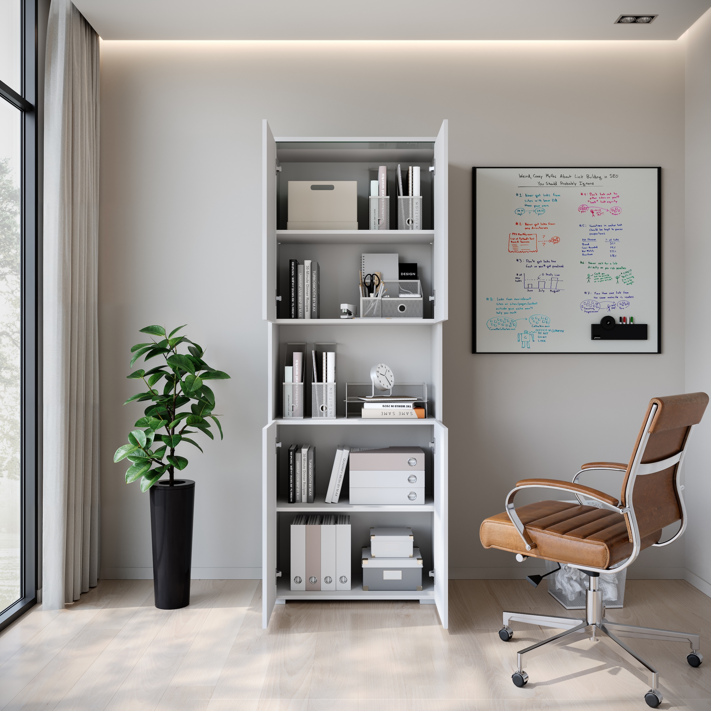 Home affaire Armoire de classement »Vera, Mehrzweckschrank mit LED-Beleuchtung« espace de rangement pratique avec étagères réglables en hauteur, H. 182 cm