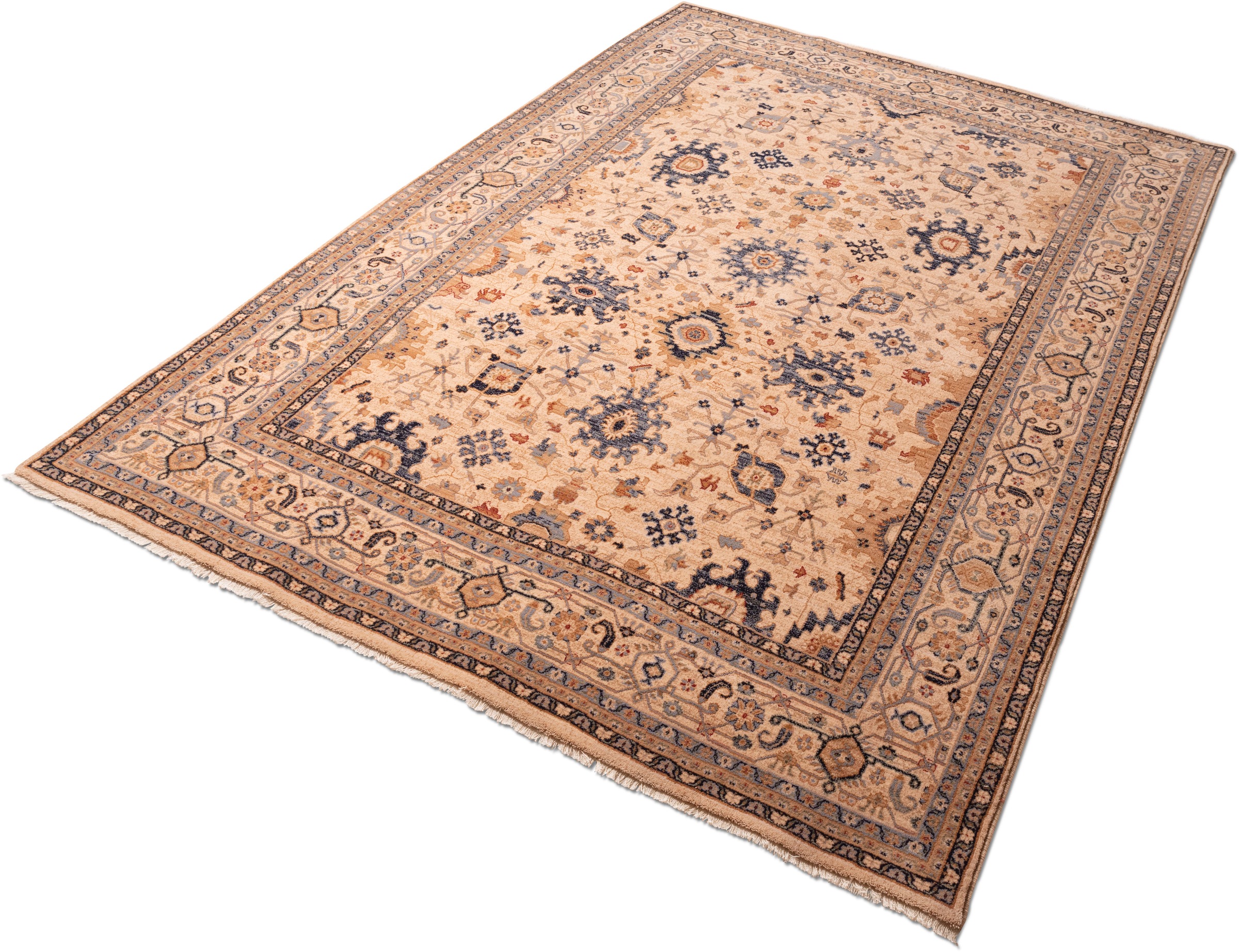 THEKO Tapis en laine »Saharna 7521« Rectangulaire 12 mm Höhe reine Wolle, Orient-Optik, mit Fransen