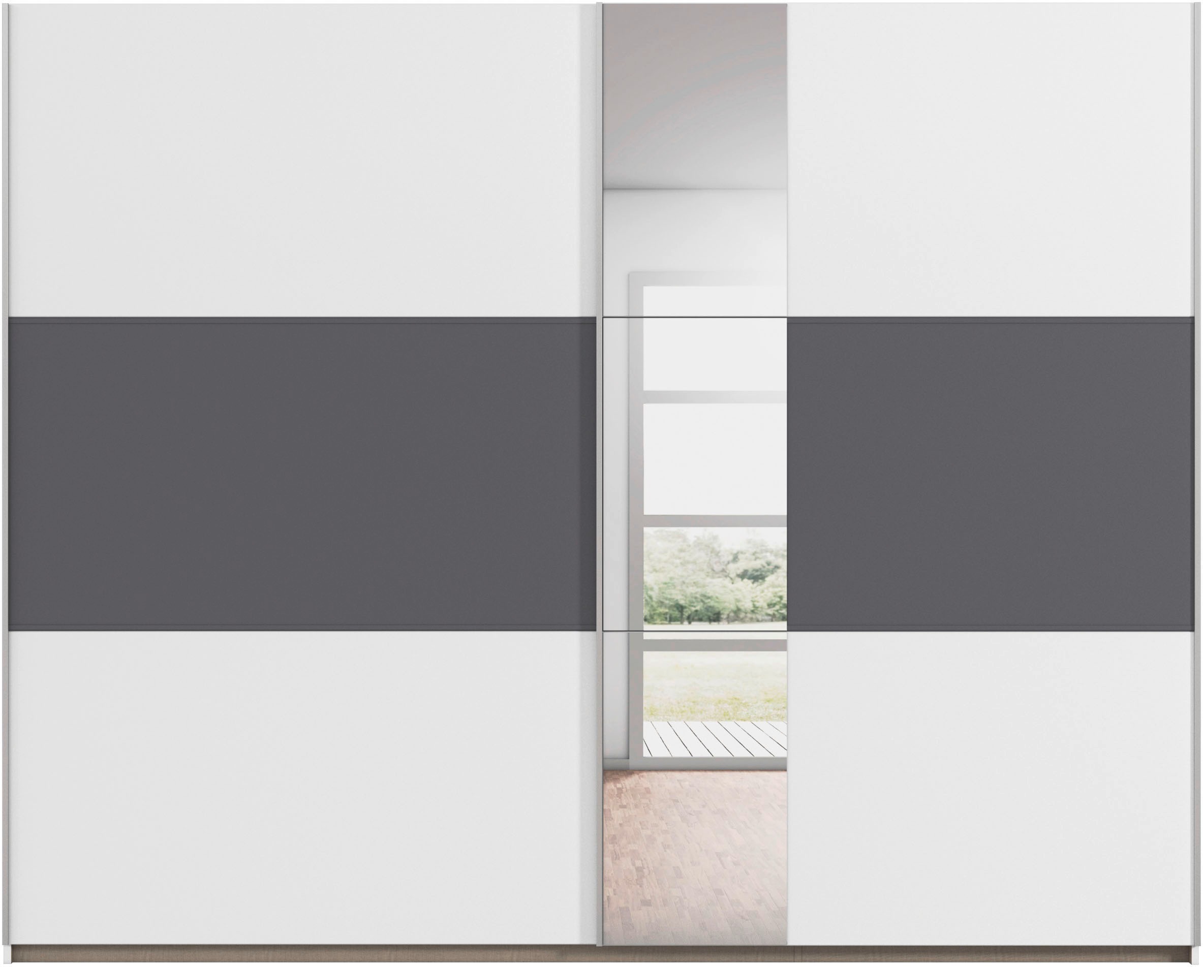 rauch Armoire à portes coulissantes »Kleiderschrank Schrank Garderobe TOPSELLER ASTANA OTTO´s CHOICE« 3 Ausstattungen BASIC/CLASSIC/PREMIUM (inkl. SOFT-CLOSE-FUNKTION),  mit 3 Spiegelelementen, Metallgriffleisten alufarbig MADE IN GERMANY