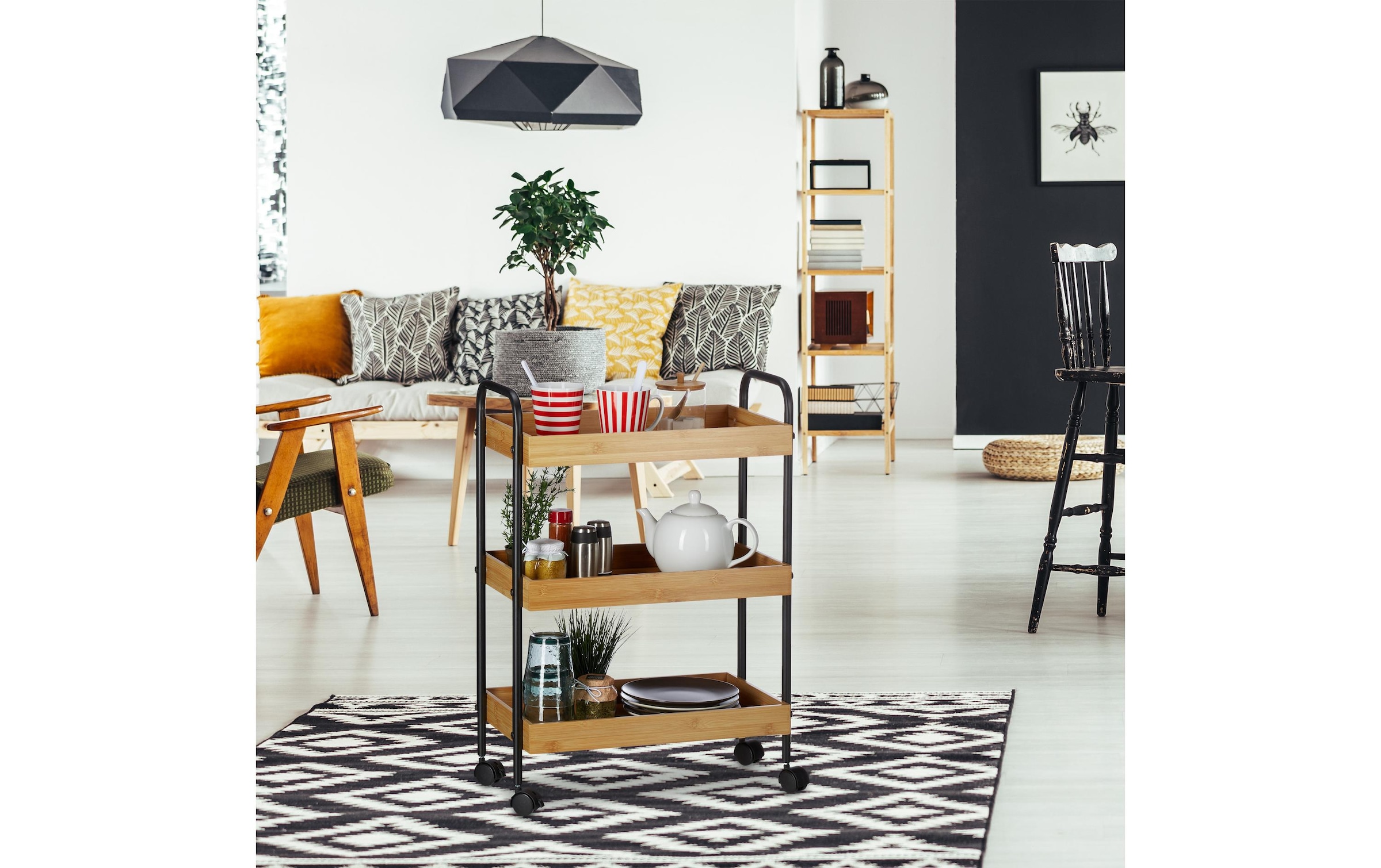 relaxdays Chariot de service »mit 3 Ablagen 70 x 50 x 28 cm«
