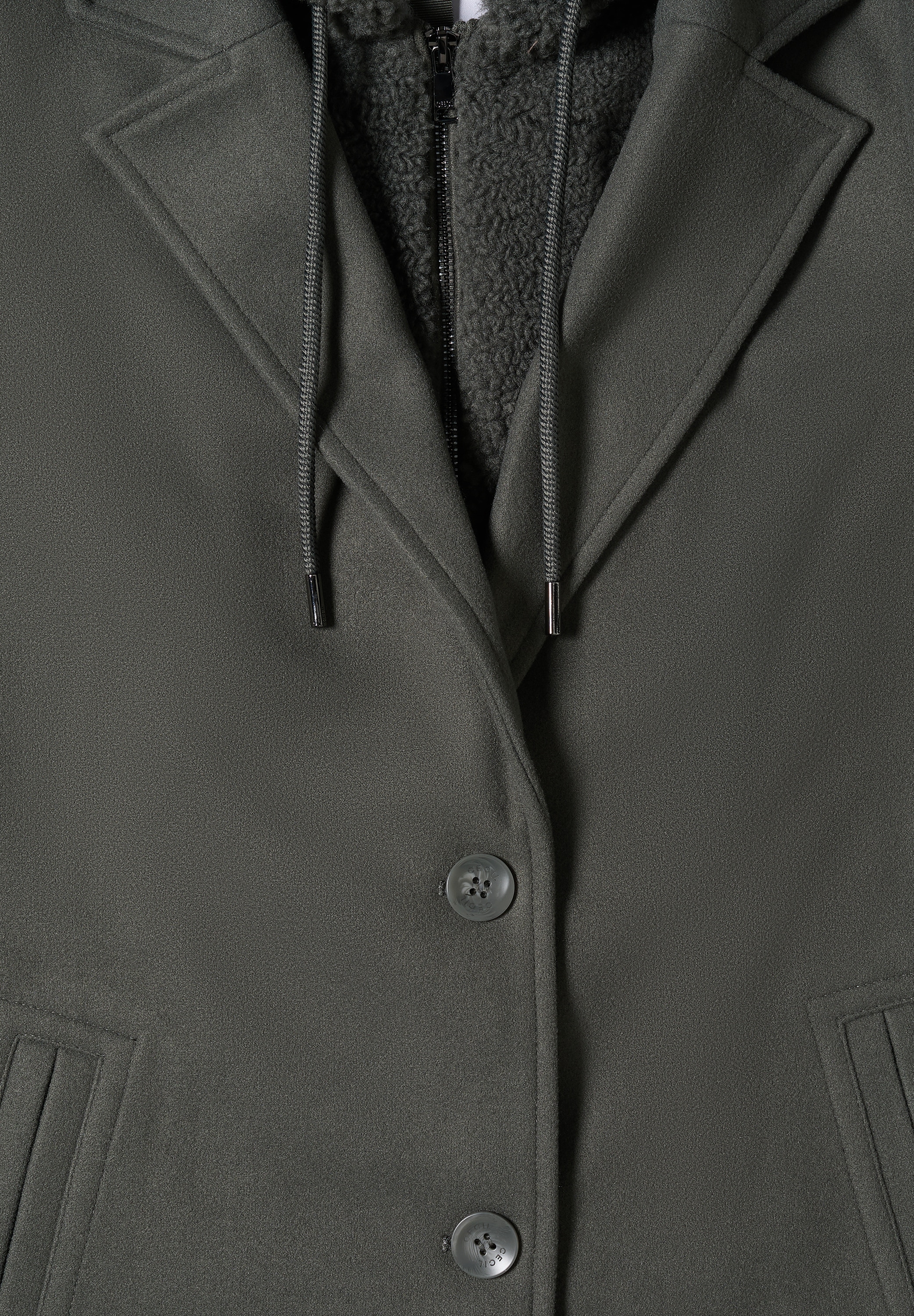 Cecil Manteau d'hiver , Reversmantel mit zwei Knöpfen und Kapuze, Fake Wolle
