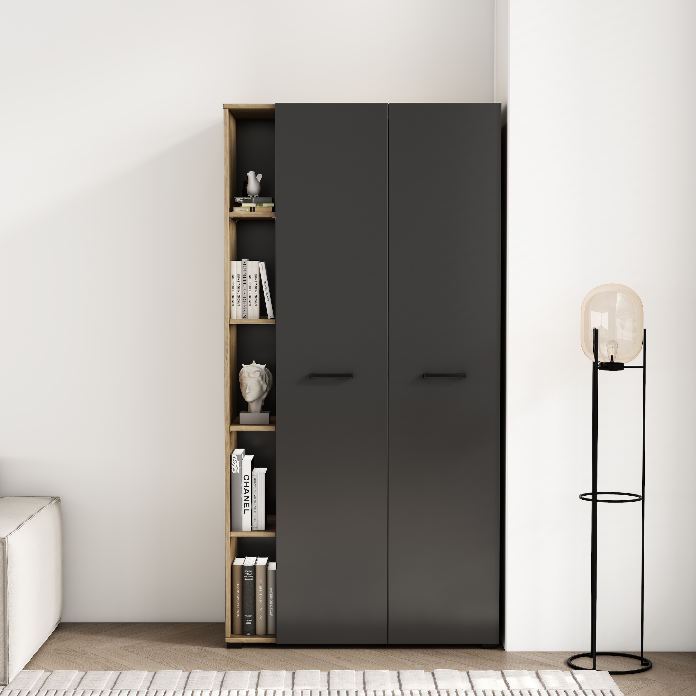 GOODproduct Armoire pour ordinateur »Moid« Set,  PC-Schrank, mit zwei Türen, mit Tastaturauszug, B 88 cm