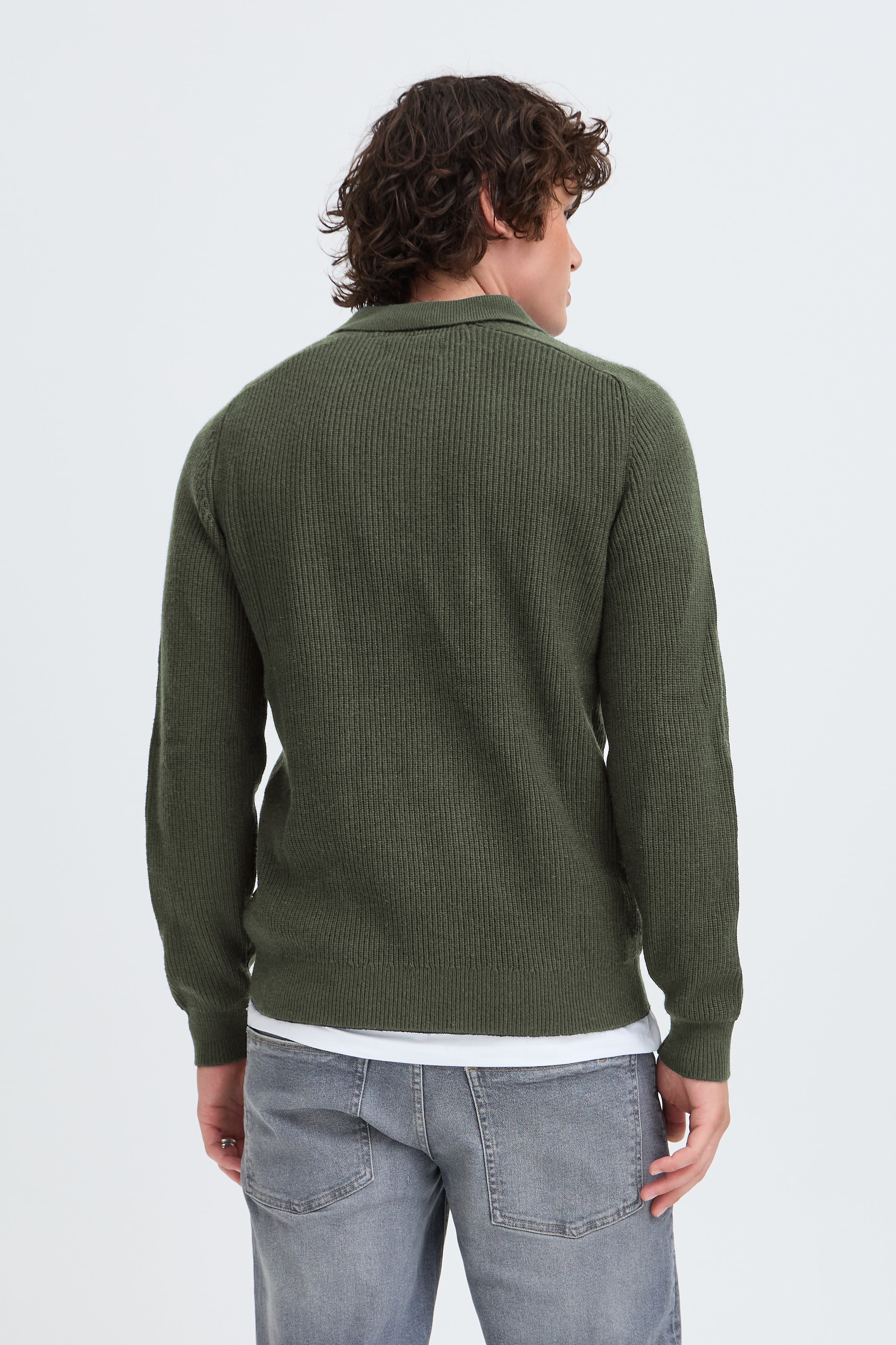 Blend Pull à col rond »BHBOS KNIT POLO« mélange de matériaux, coupe régulière