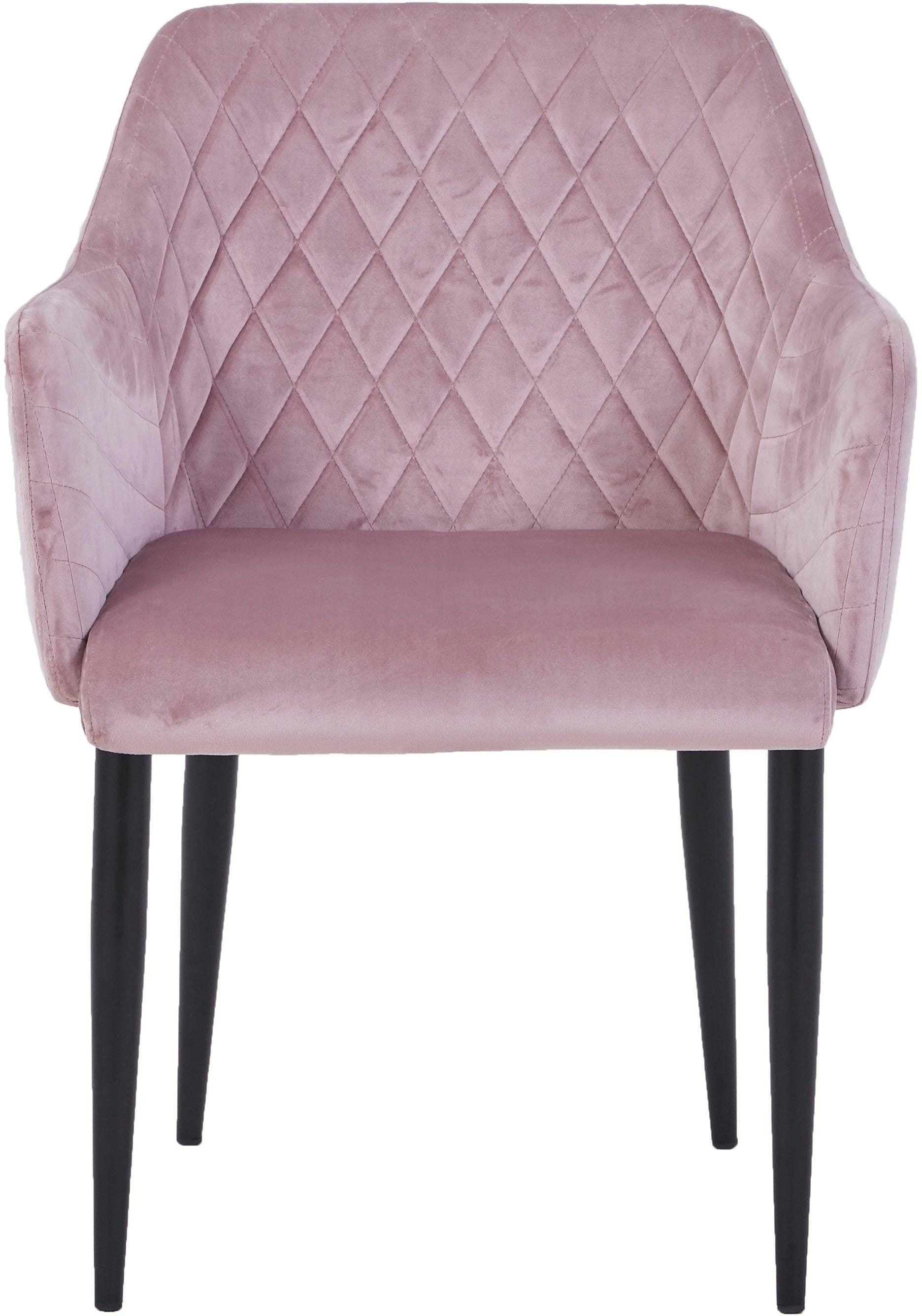 SIT Chaise rembourrée »2er-Set Armlehnstuhl Samt Altrosa mit Stahlgestell« (Ensemble) 2 cuisCouture en losange élégante avec aspect velours de haute qualité