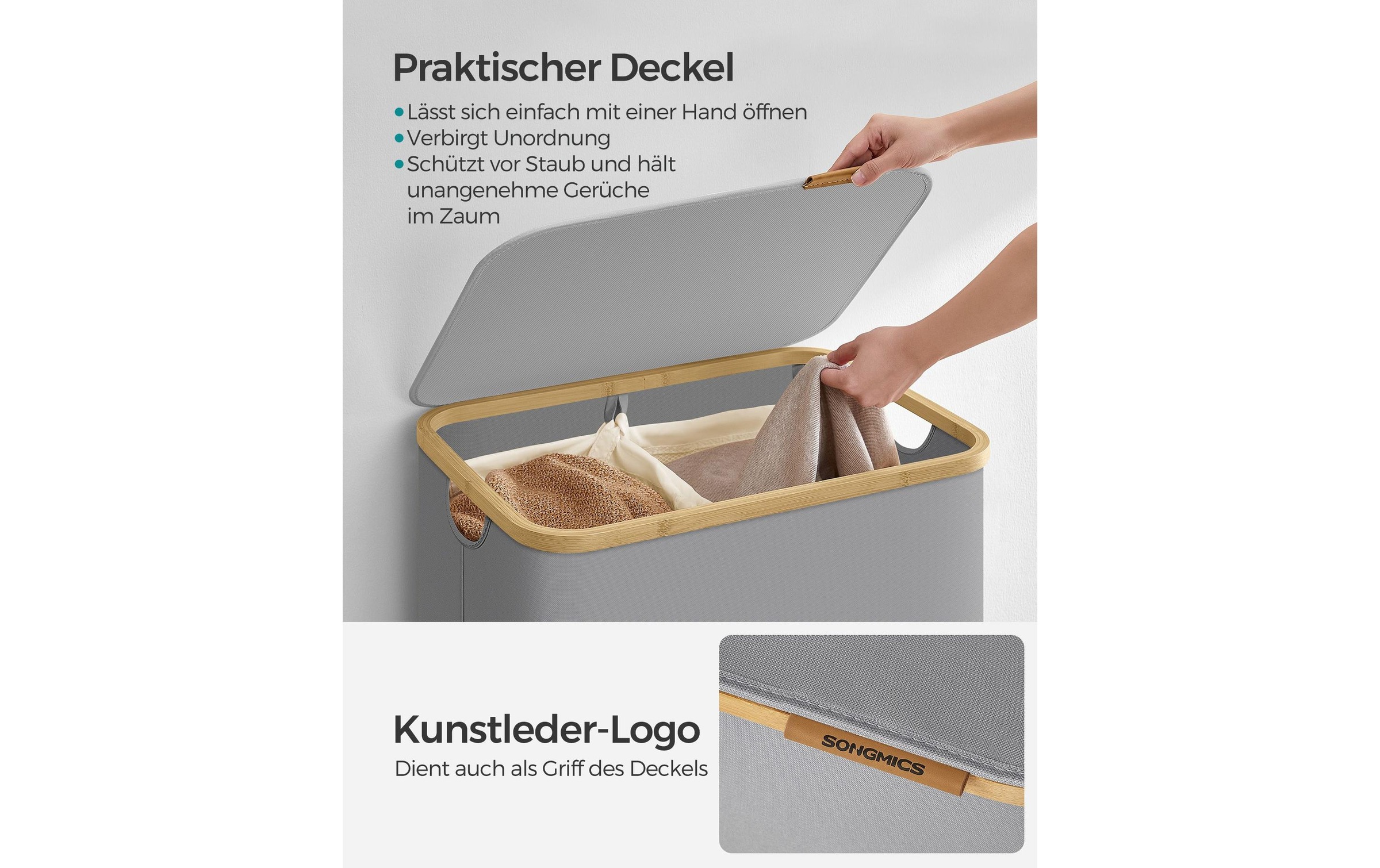 SONGMICS Wäschekorb »zusammenklappbar mit 2 Fächern 130 l«