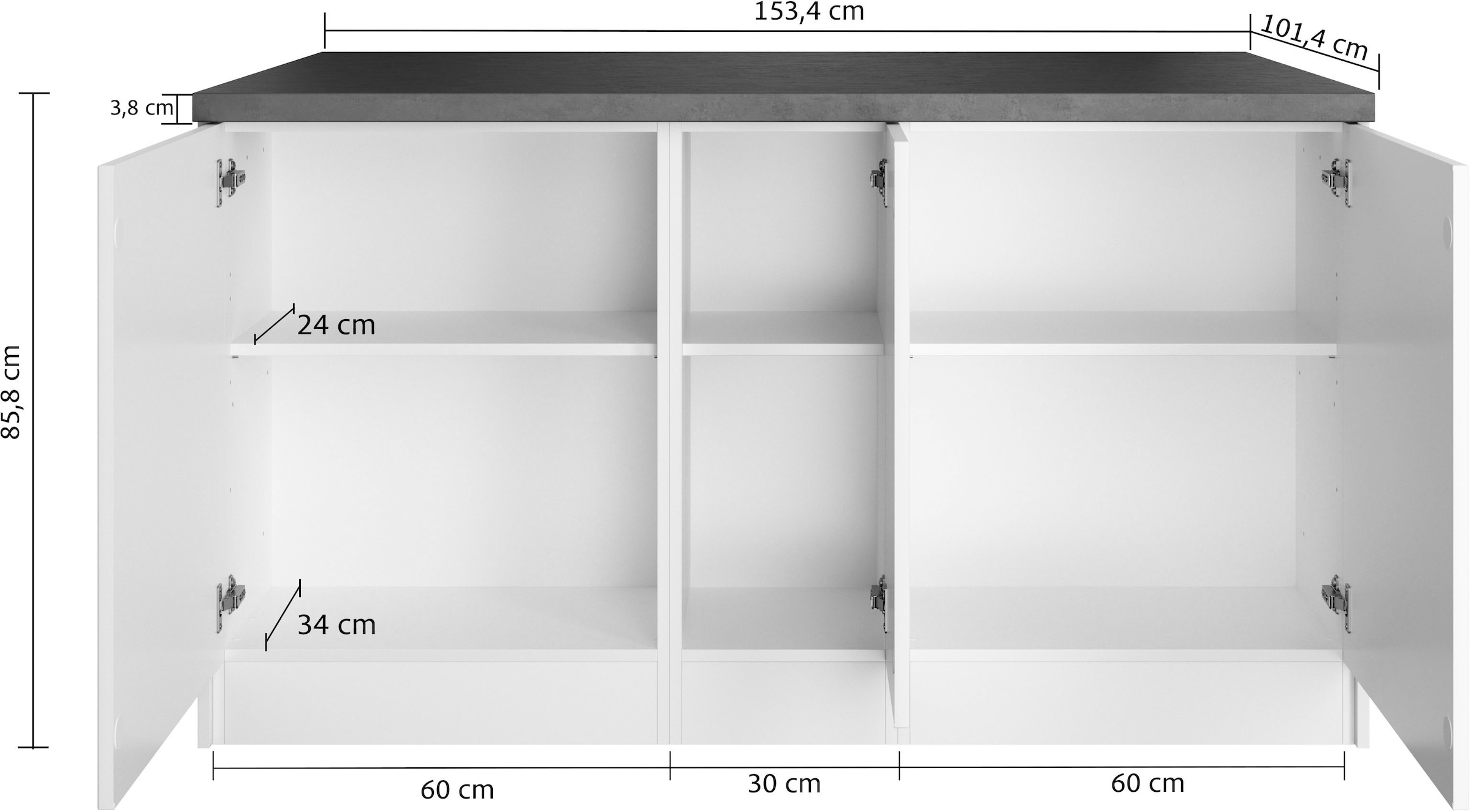 KOCHSTATION Ilot de cuisine »KS-Lani, Breite 153 cm, mit Flaschenregal« façades MDF, plan de travail épaisseur 38mm