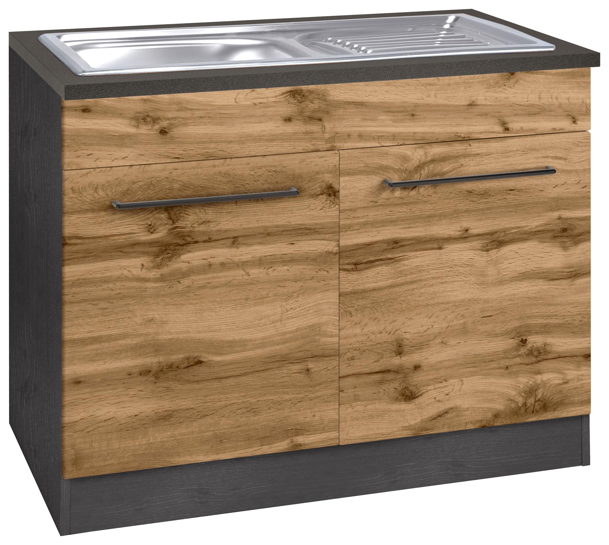 KOCHSTATION Spülenschrank »KS-Tulsa« 100 cm breit, 2 Türen, Metallgriff, MDF Front, inkl. Einbauspüle