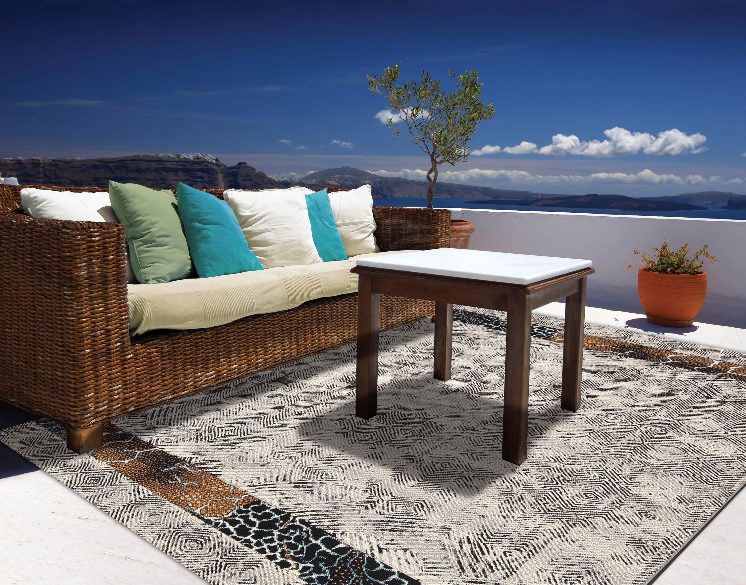 Gino Falcone Tapis »Outdoor-Africa 43« Rectangulaire 5 mm Höhe Flachgewebe, In- und Outdoor geeignet, Wohnzimmer