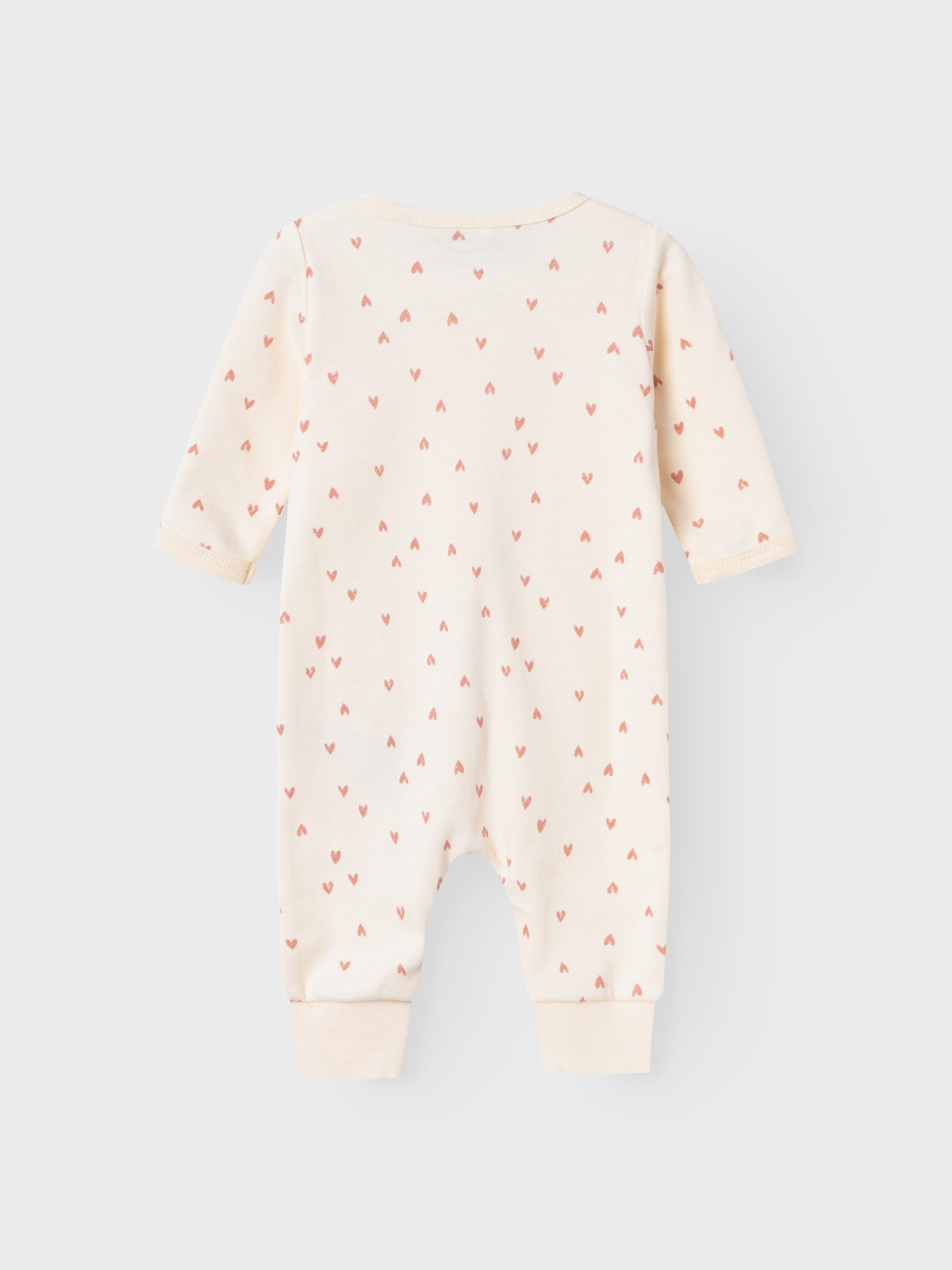 Name It Schlafanzug »NBFNIGHTSUIT ZIP BUTTERCREAM HEARTS NOOS« aus Baumwolle in Jersey-Qualität, Relaxed Fit, mit Reissverschluss