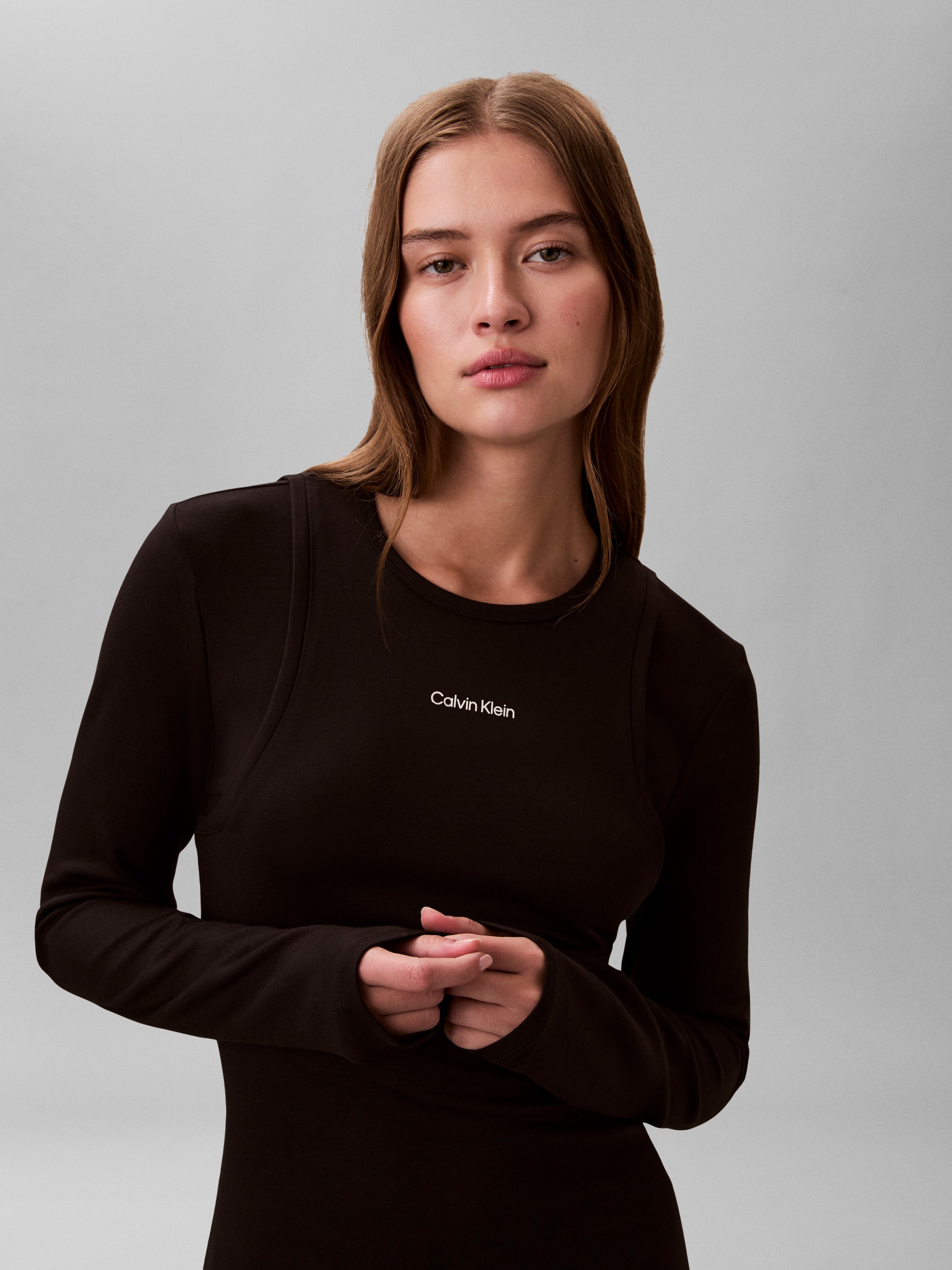 Calvin Klein Jeans Mini-robe Sans poche Körpernahe Passform mit Rundhalsausschnitt