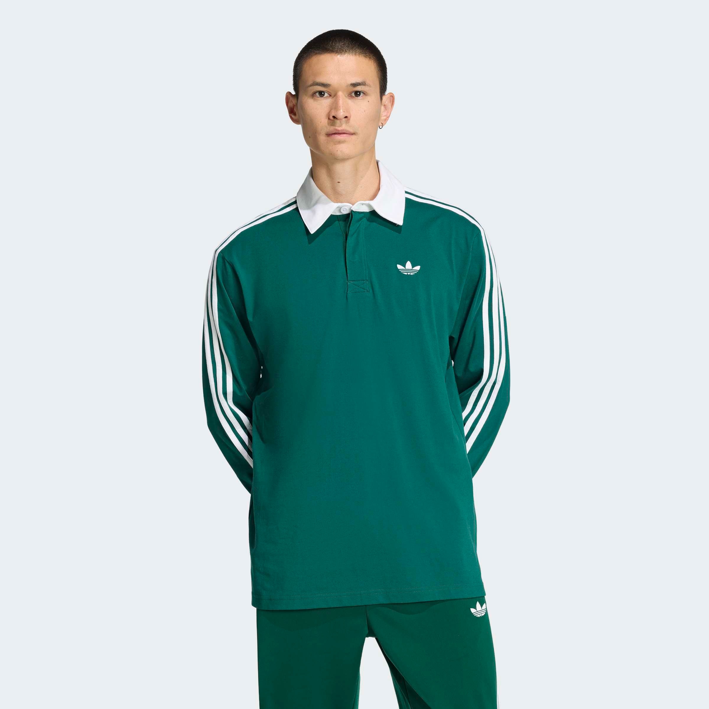 adidas Originals Polo »3-STREIFEN RUGBY LONGSLEEVE POLO« avec bouton-pression, en coton