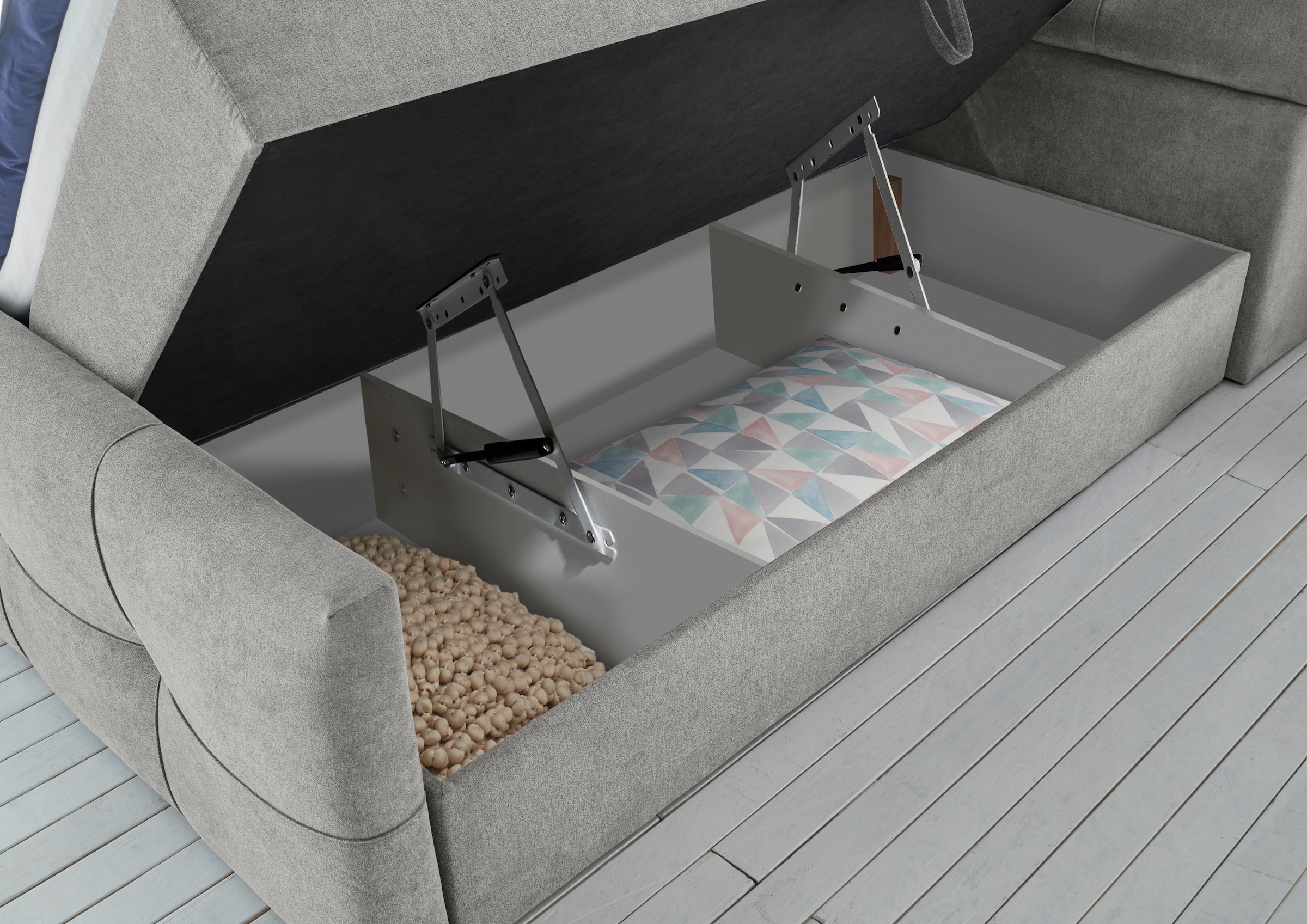 ED EXCITING DESIGN Lit de boxe »Redmond« 5 cuis tlg. inkl. Zwei Bettkästen, Stauraum im Kopfteil und Topper